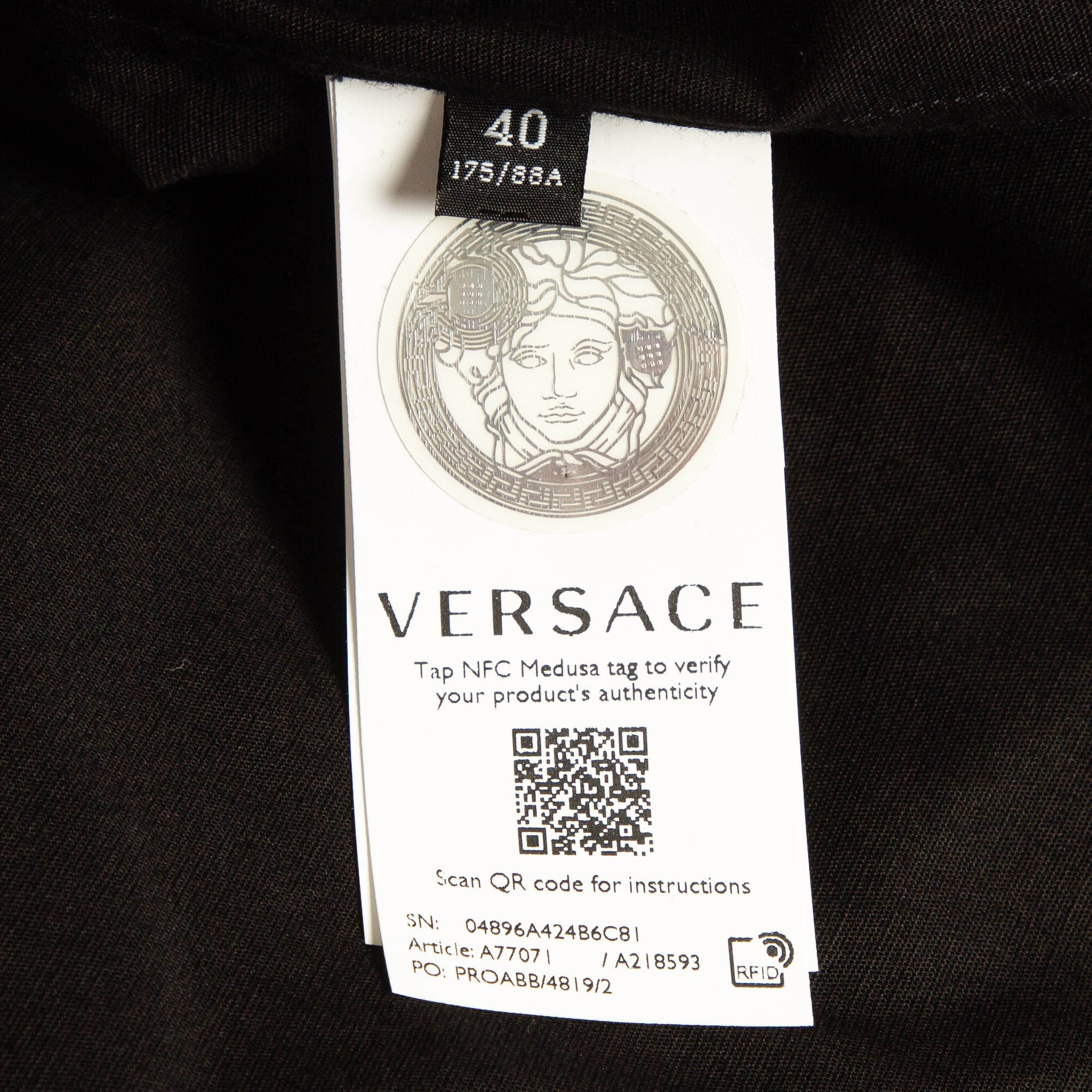 Versace Black Poplin Button Front Shirt L