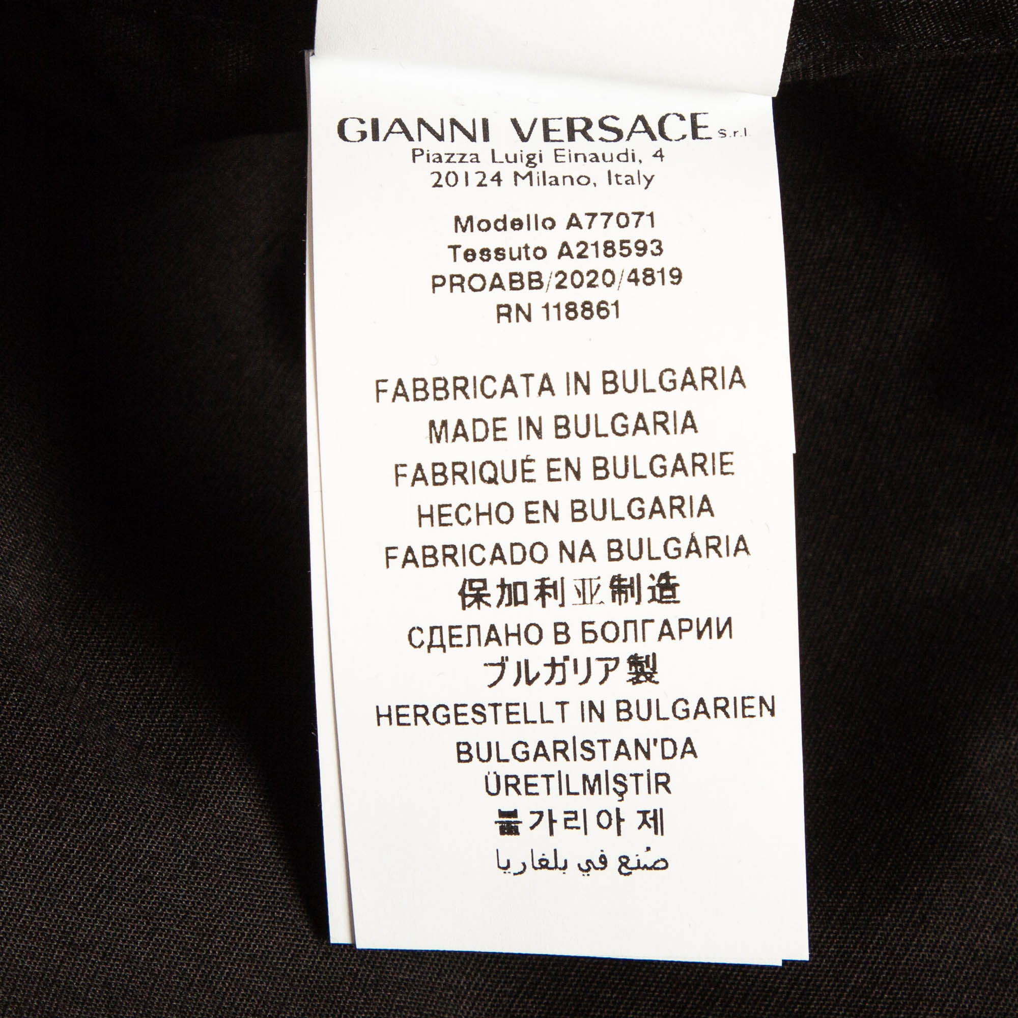 Versace Black Poplin Button Front Shirt L