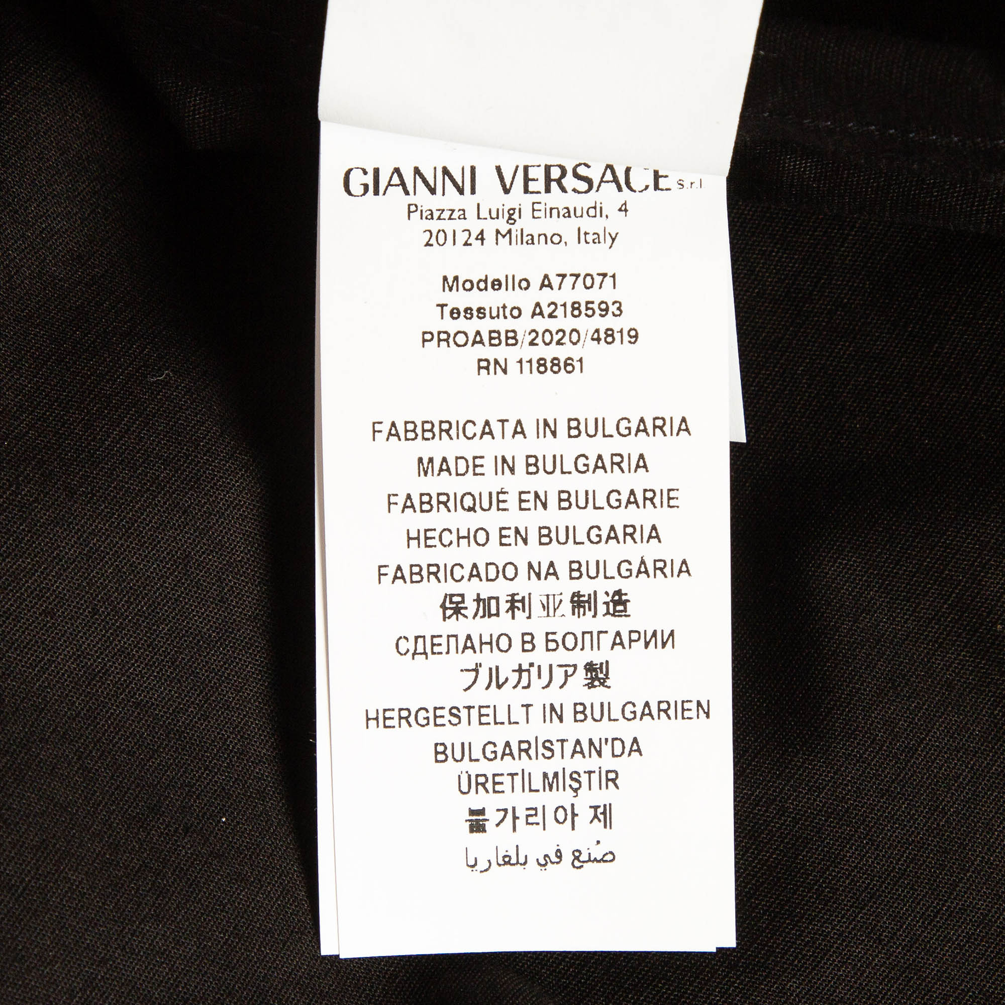 Versace Black Poplin Button Front Shirt L