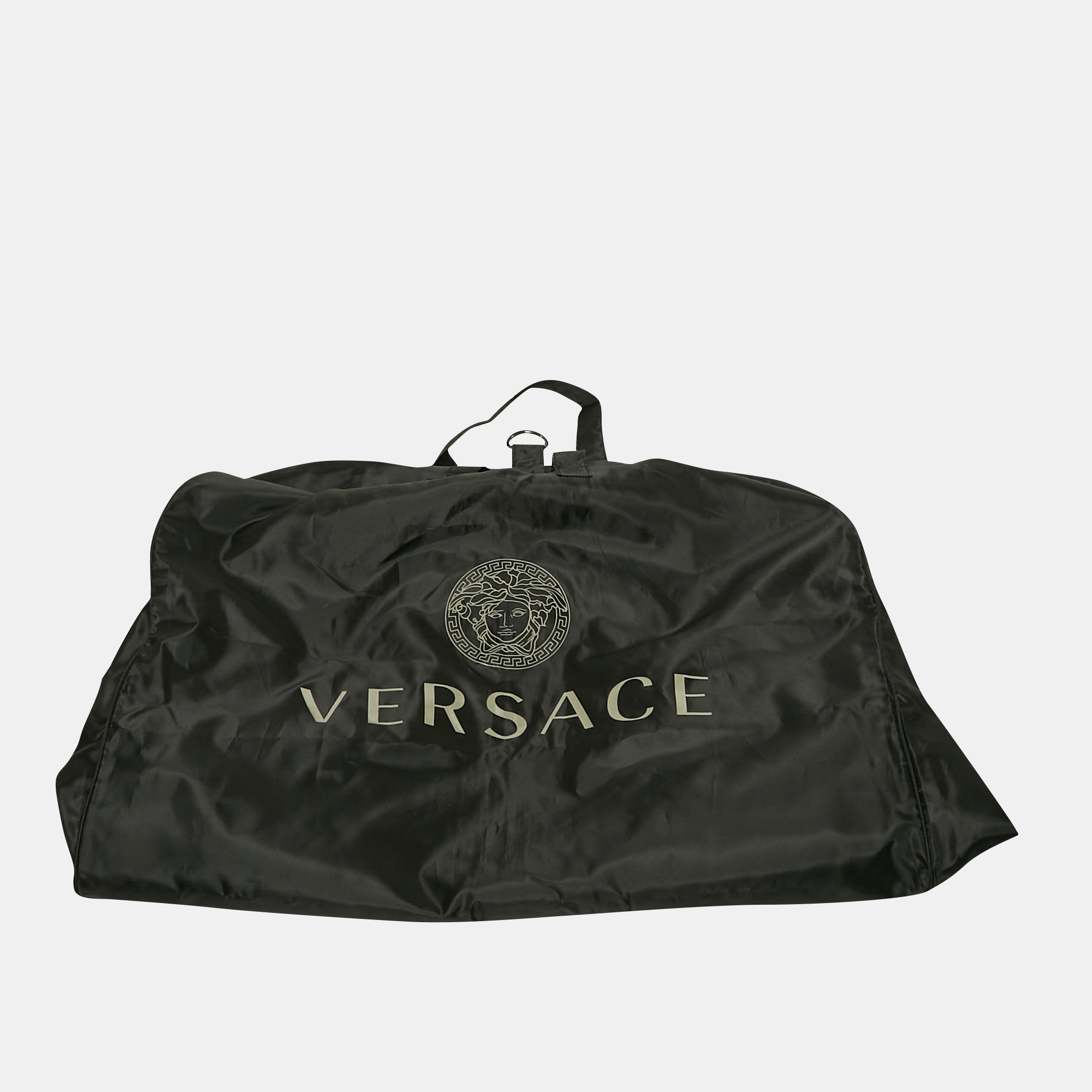 Versace Black/Khaki Logo Print Nylon Colorblock Puffer Coat S