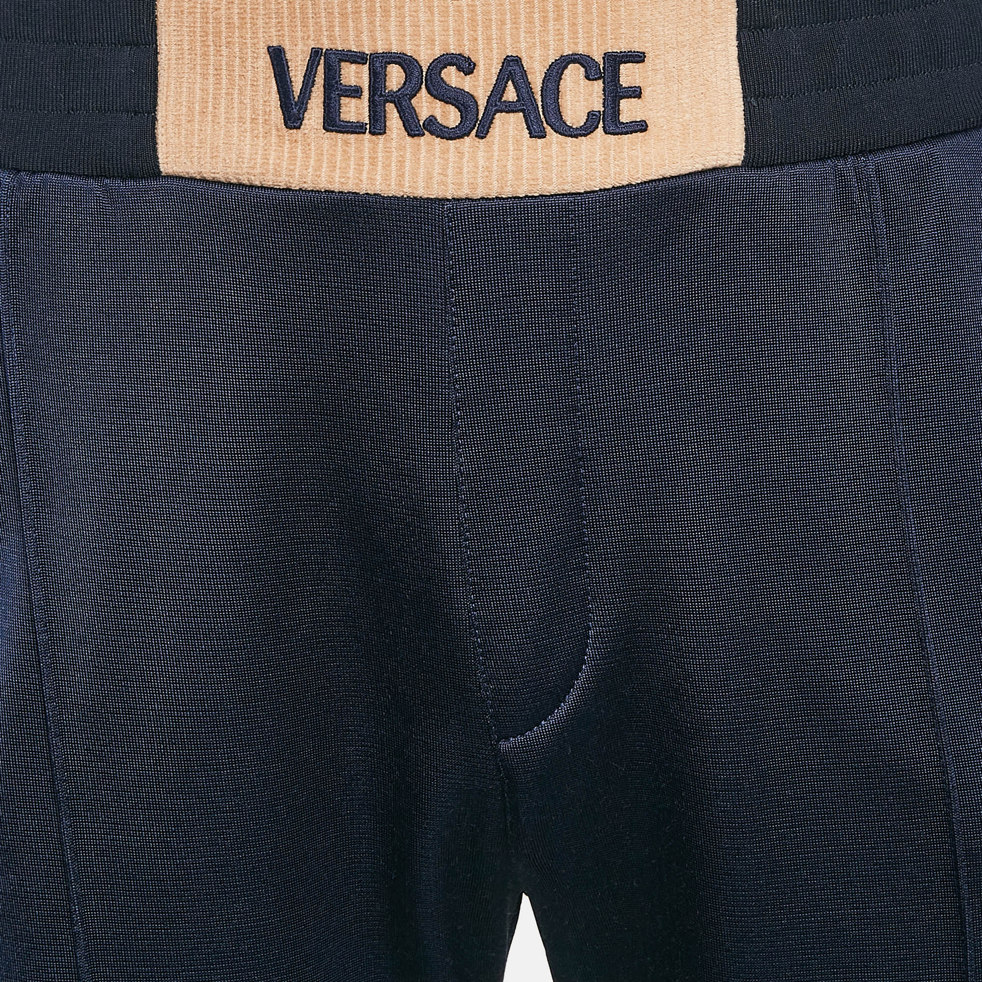 Versace Navy Blue Corduroy Trim Jersey Taylor Fit Track Pants S