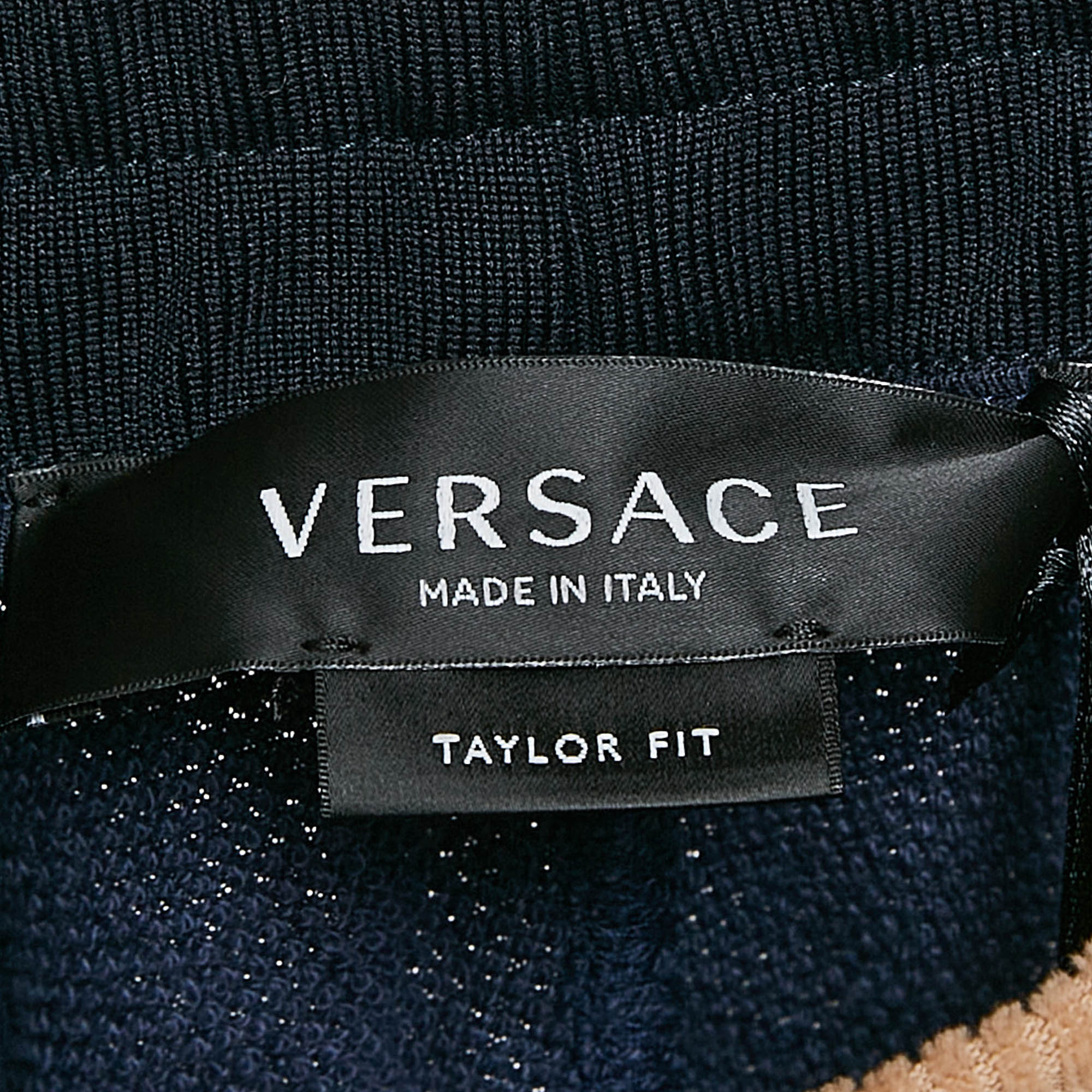 Versace Navy Blue Corduroy Trim Jersey Taylor Fit Track Pants S