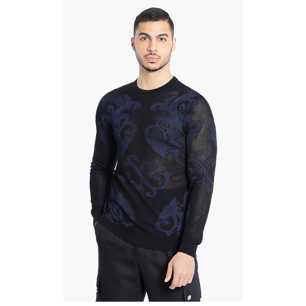 Versace Blue Gianni Printed Sweater XL (IT 52)