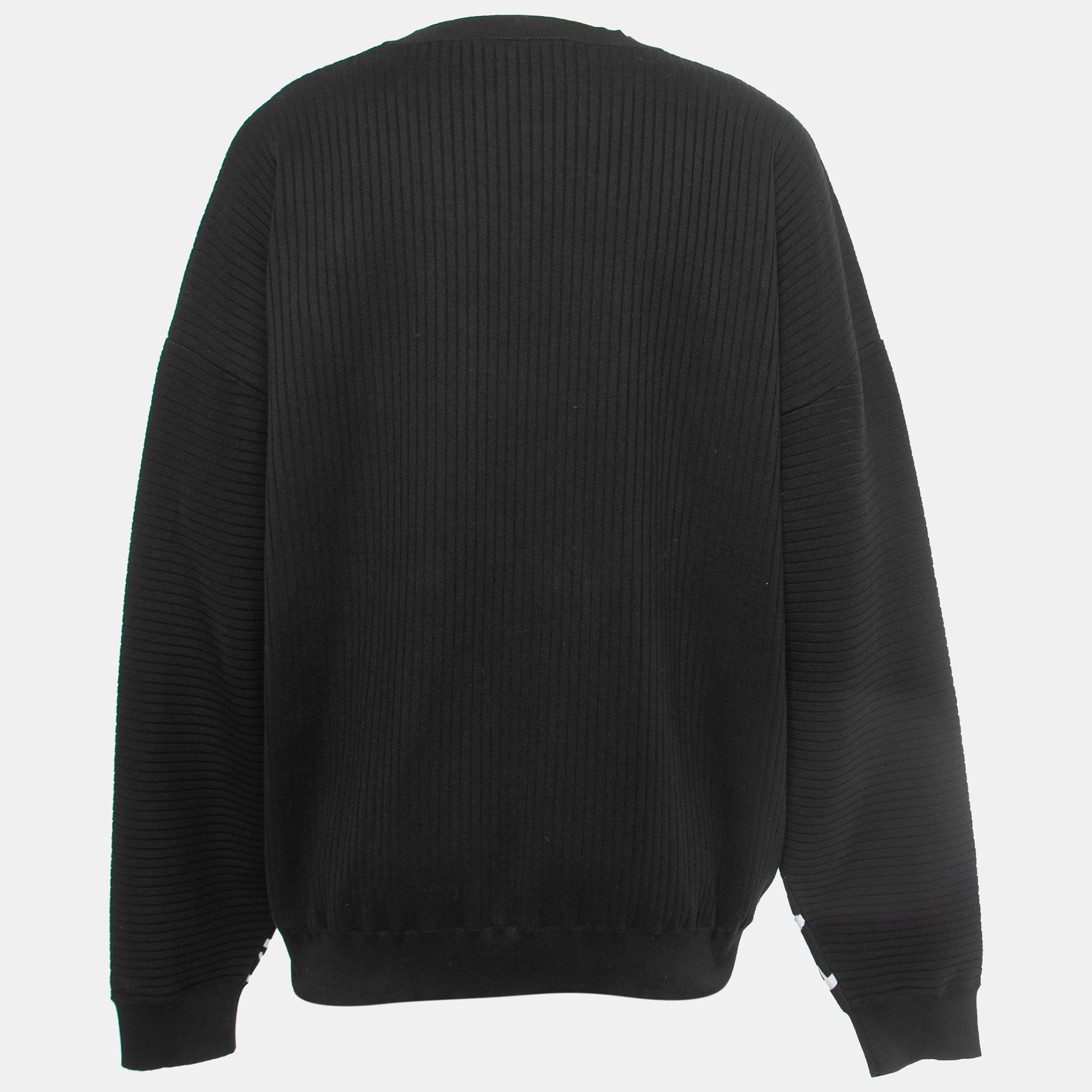 

Versace Black Logo Patterned Rib Knit Crew Neck Sweater