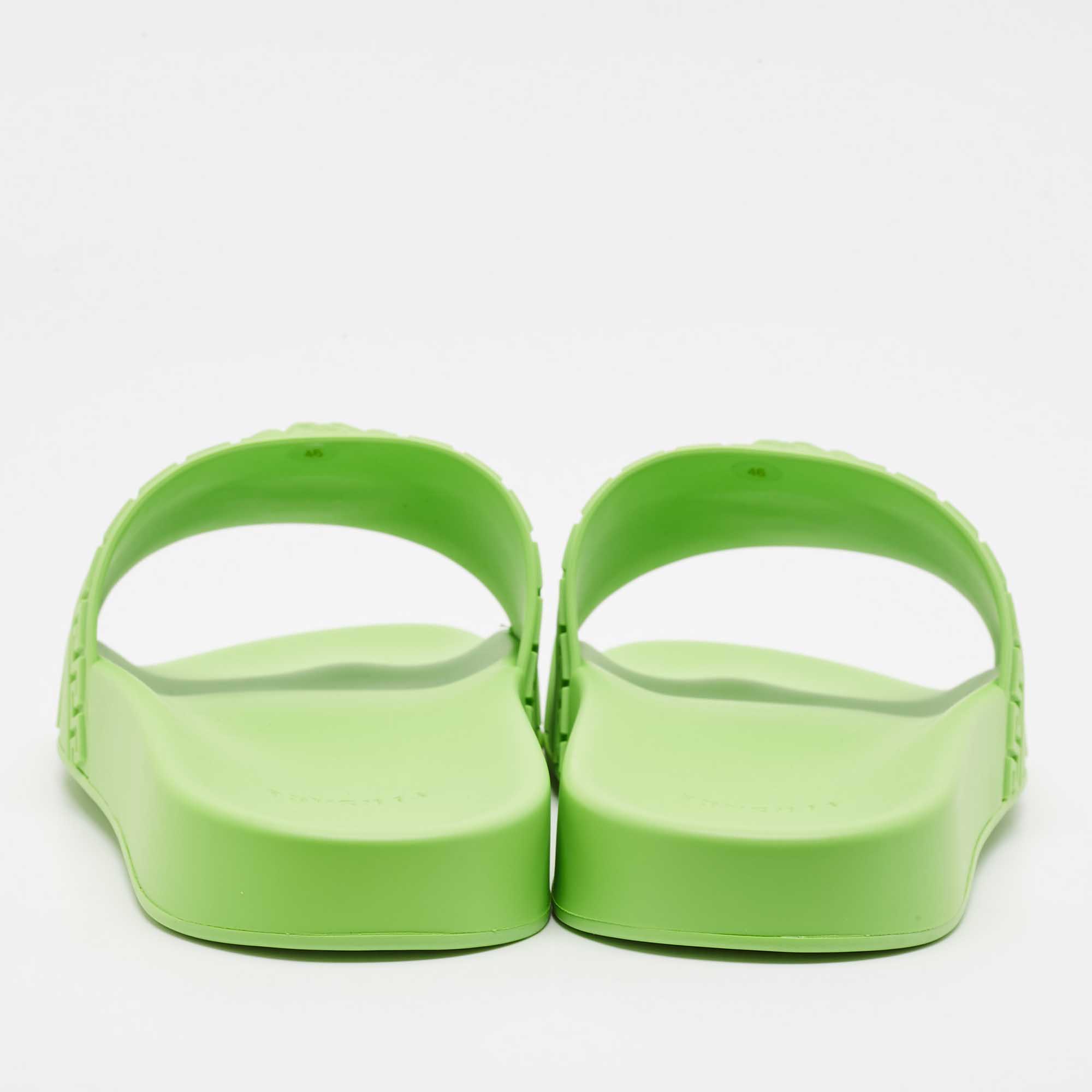 Versace Neon Green Rubber Palazzo Pool Slides Size 46