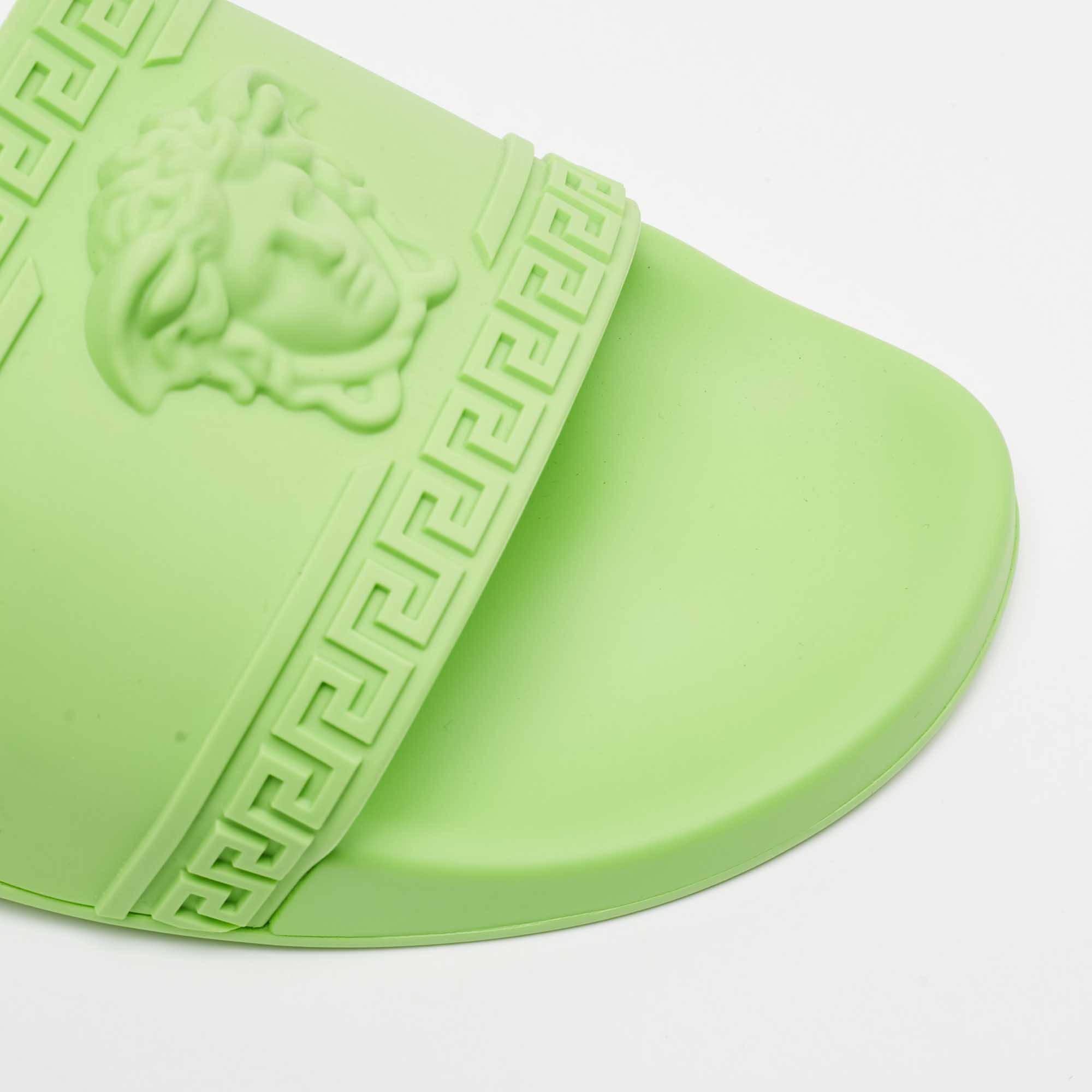 Versace Neon Green Rubber Palazzo Pool Slides Size 46