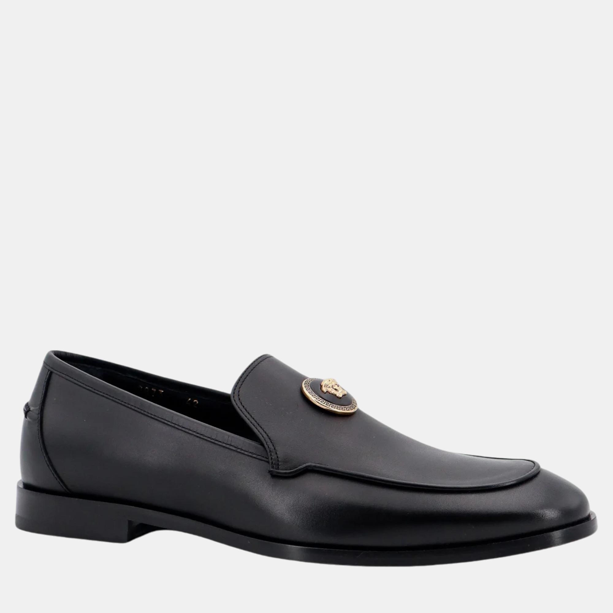 Versace Black Leather Slippers EU 39