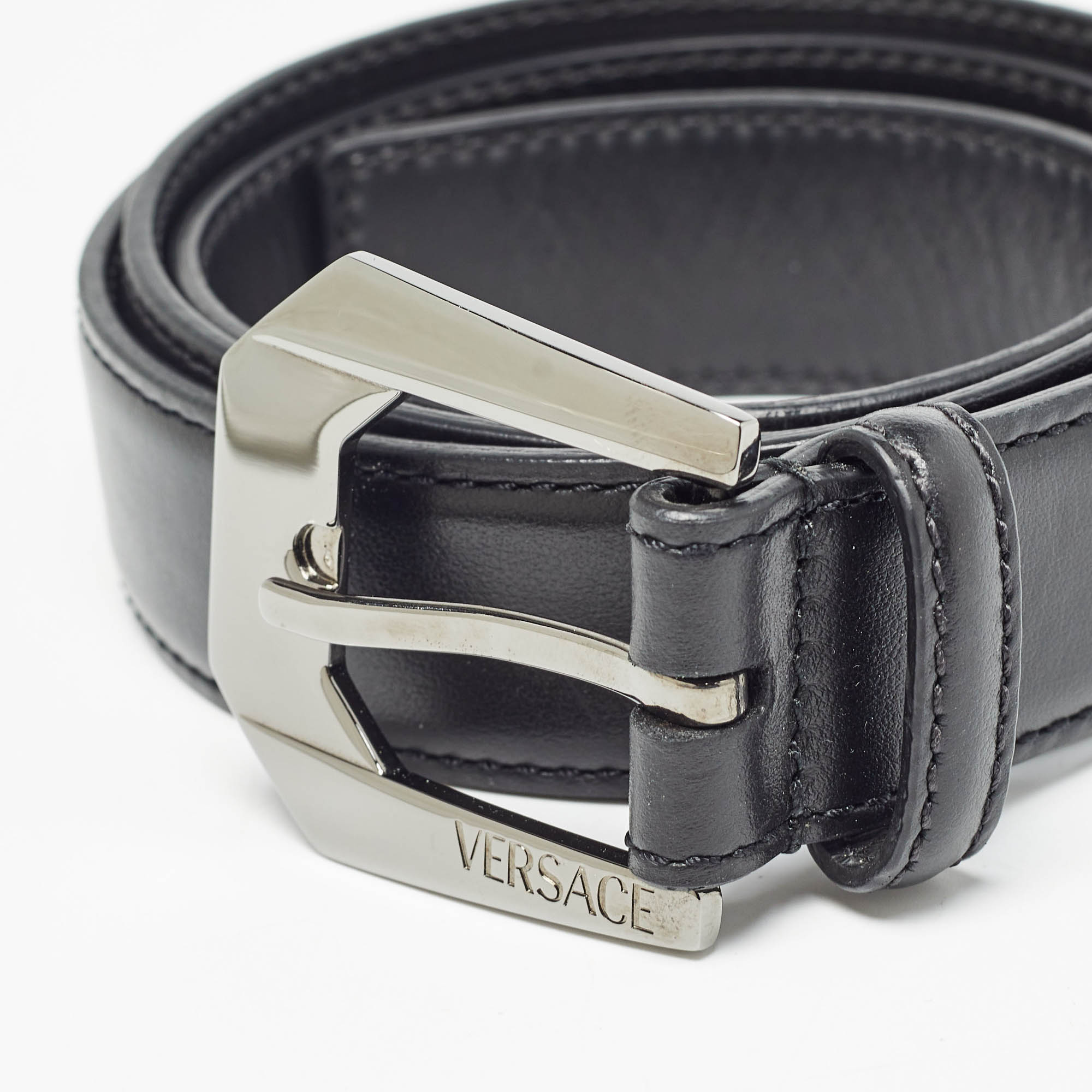 Versace Black Leather Buckle Belt 95 CM