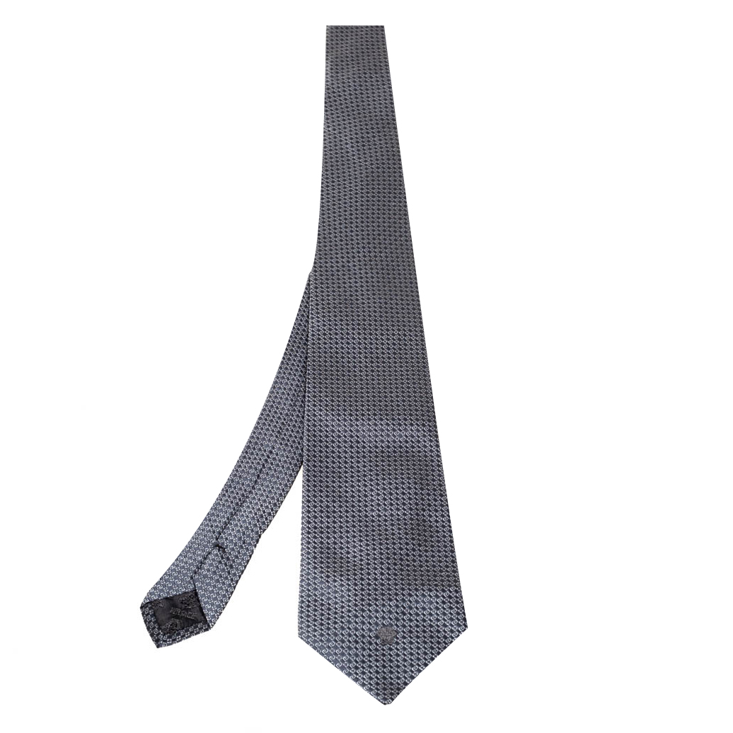 Versace Grey Geometric Motif Jacquard Silk Tie