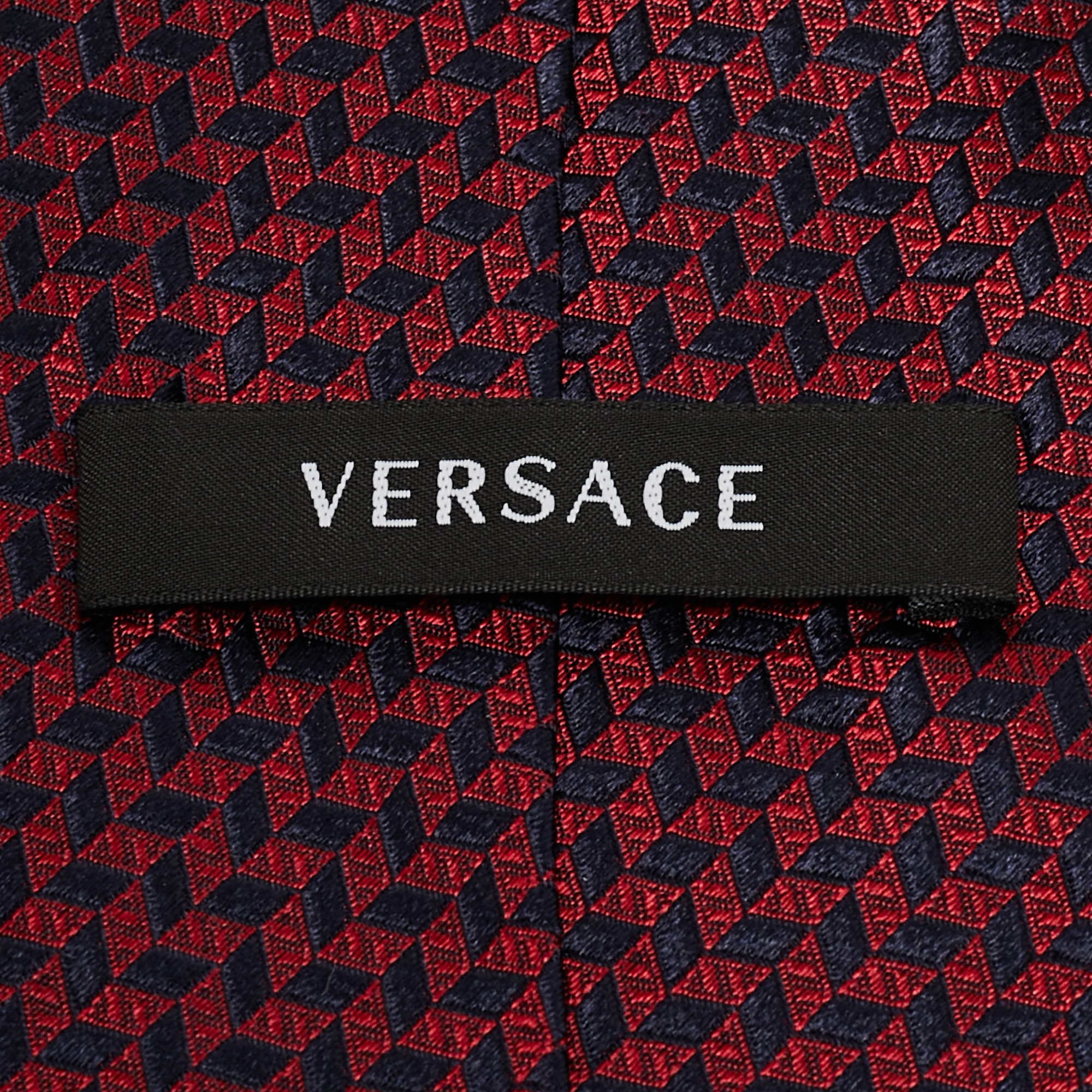 Versace Red/Navy Blue Patterned Silk Tie