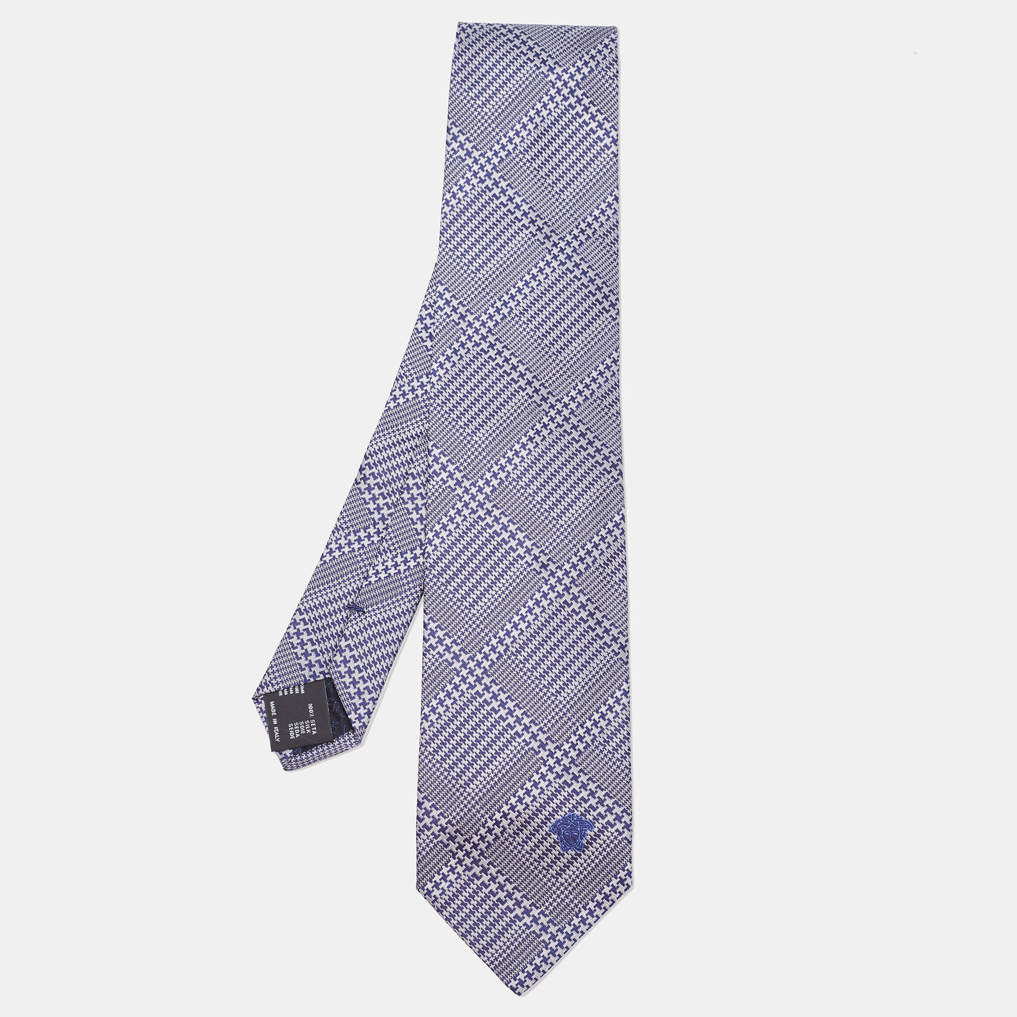 Versace Grey/Navy Blue Patterned Silk Tie