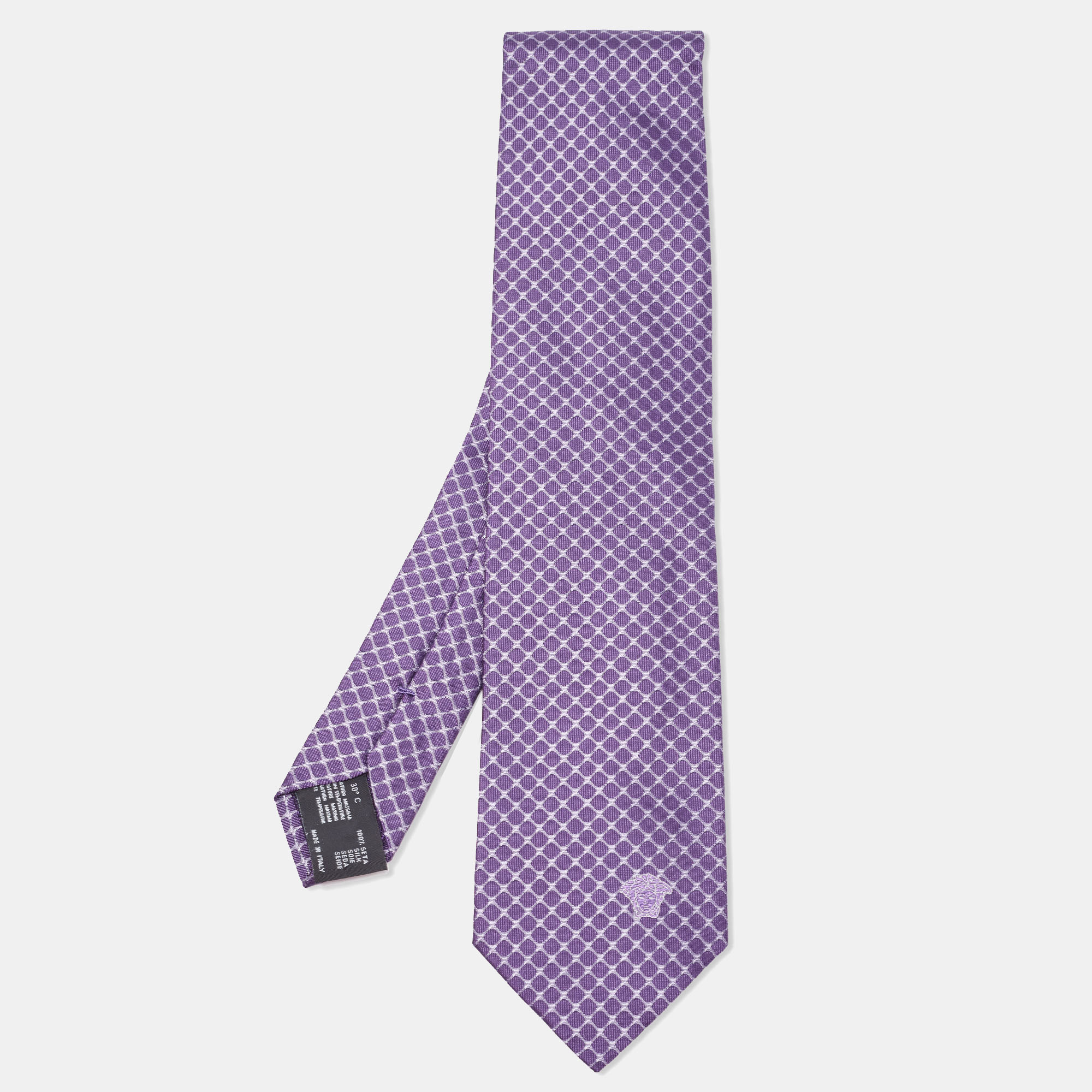 Versace Purple Patterned Silk Tie