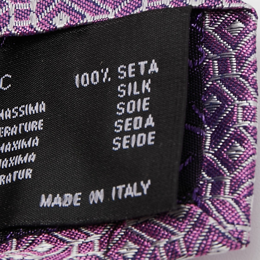 Versace Purple Patterned Silk Medusa Head Detail Tie
