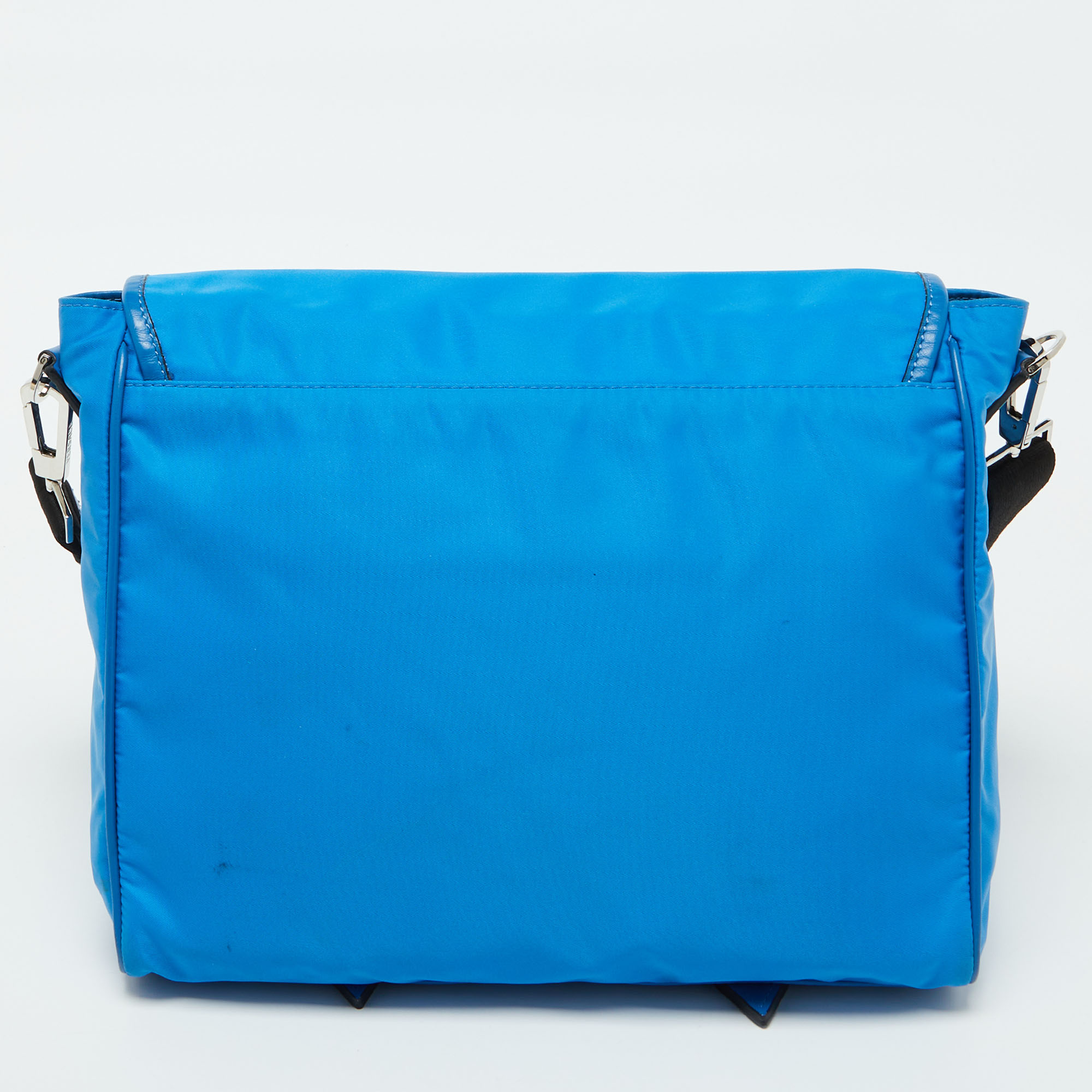 Versace Blue Nylon La Medusa Flap Messenger Bag