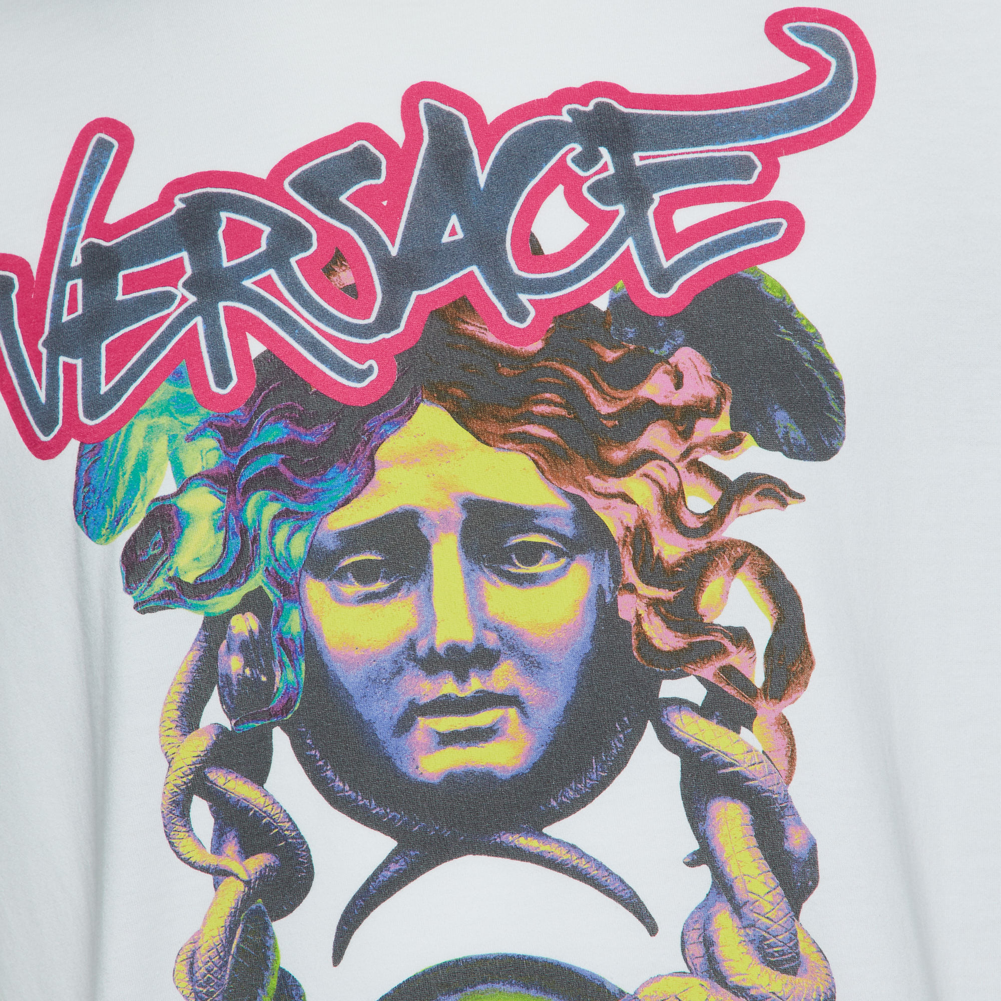 Versace White Medusa Graffiti Print Cotton Crew Neck T-Shirt M