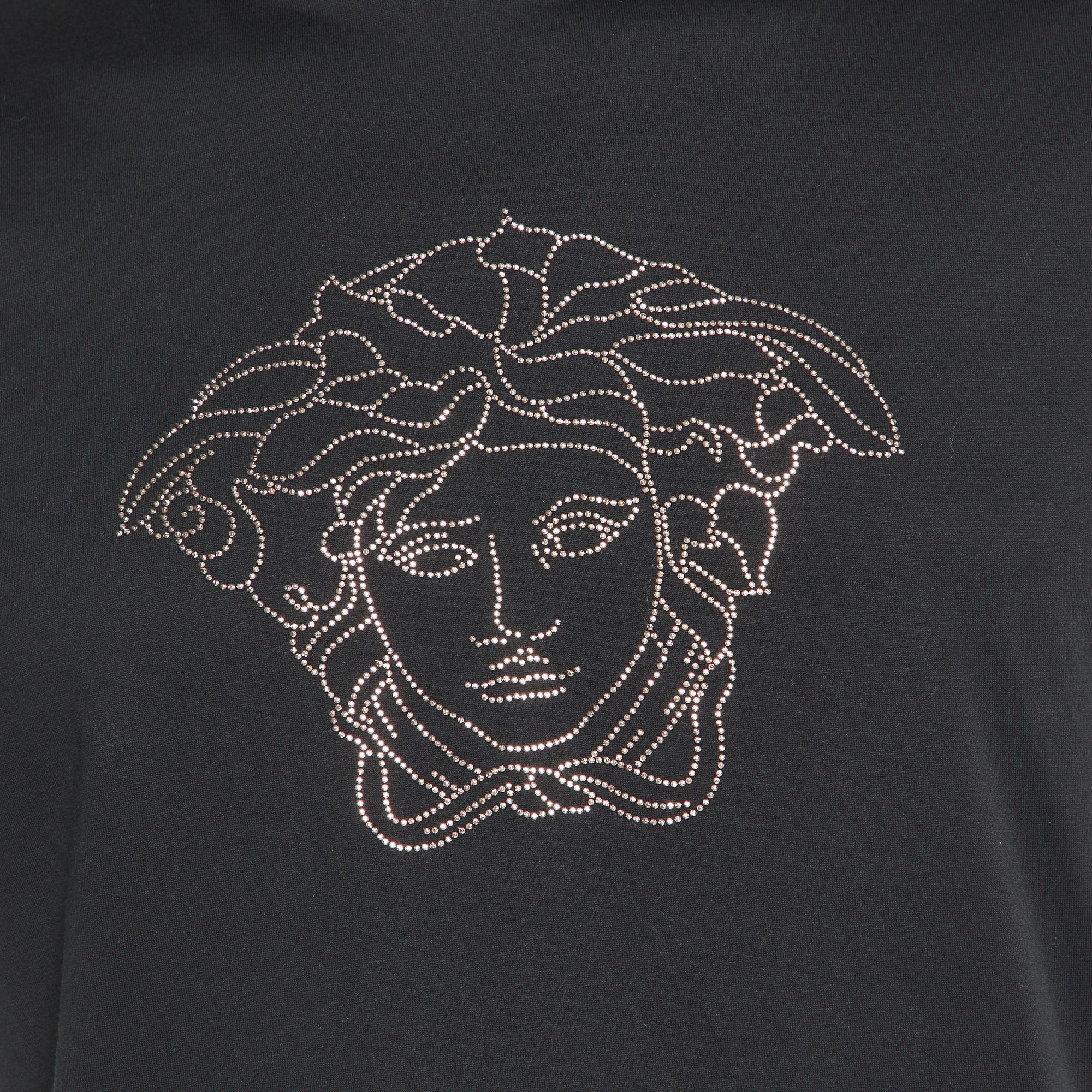 Versace Black Cotton Medusa Embellished Crew Neck T-Shirt S