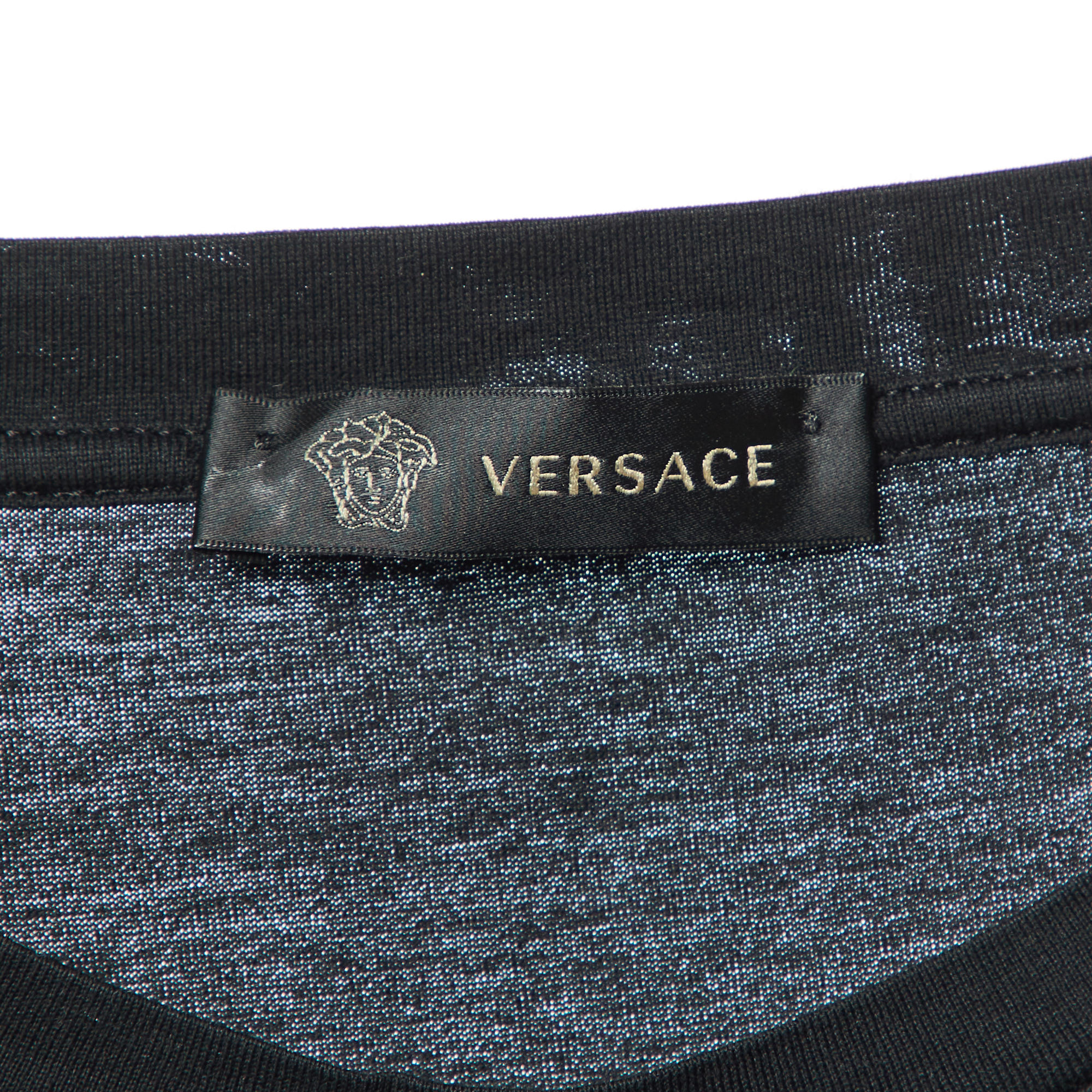 Versace Black Cotton Medusa Embellished Crew Neck T-Shirt S