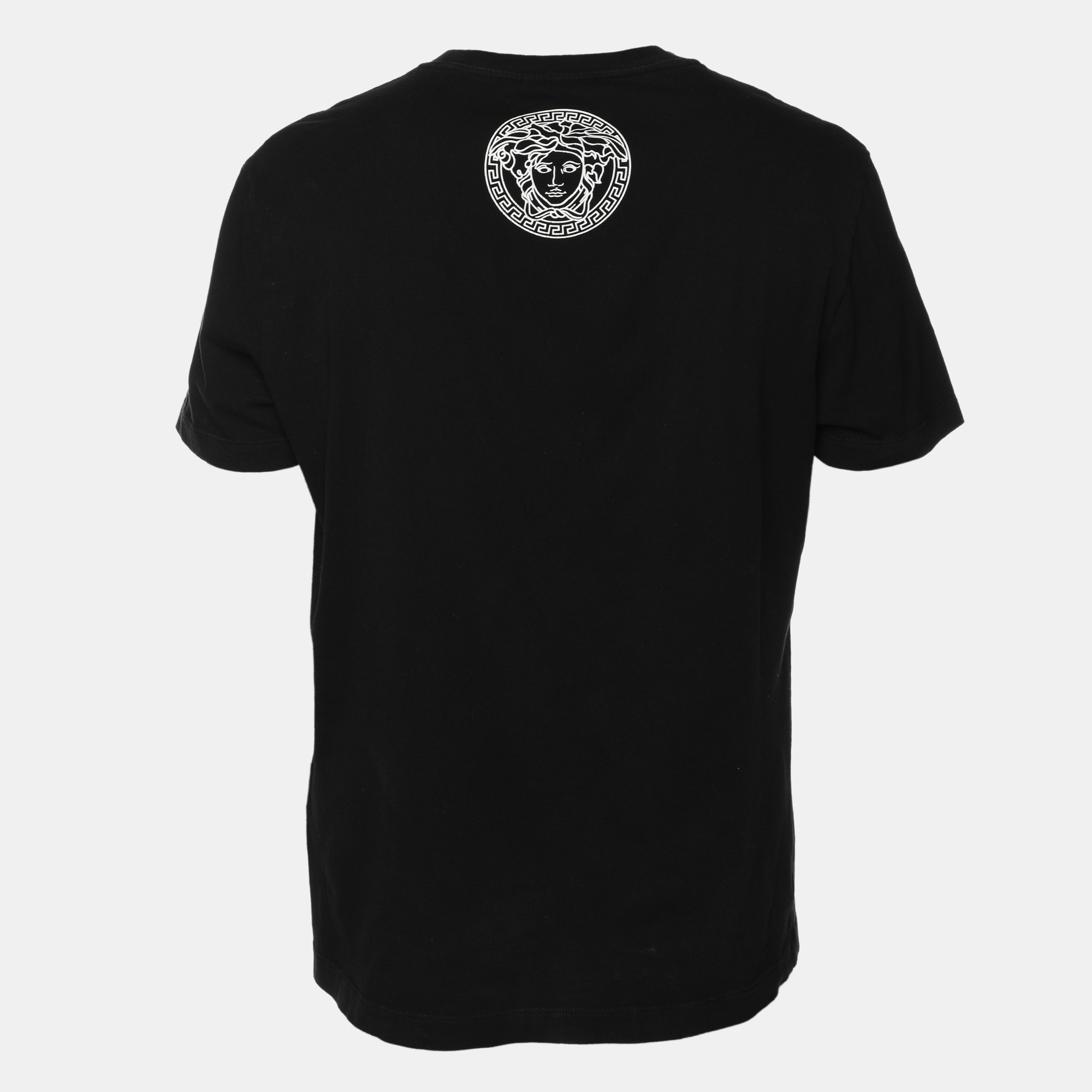 Versace Black Cotton Logo Printed T-Shirt M