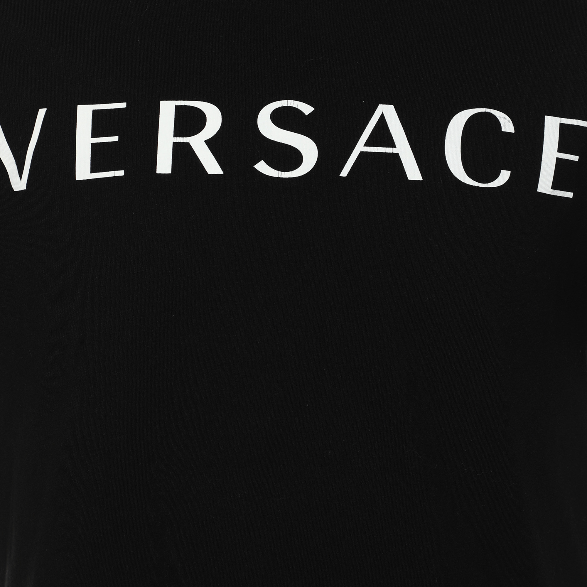 Versace Black Cotton Logo Printed T-Shirt M