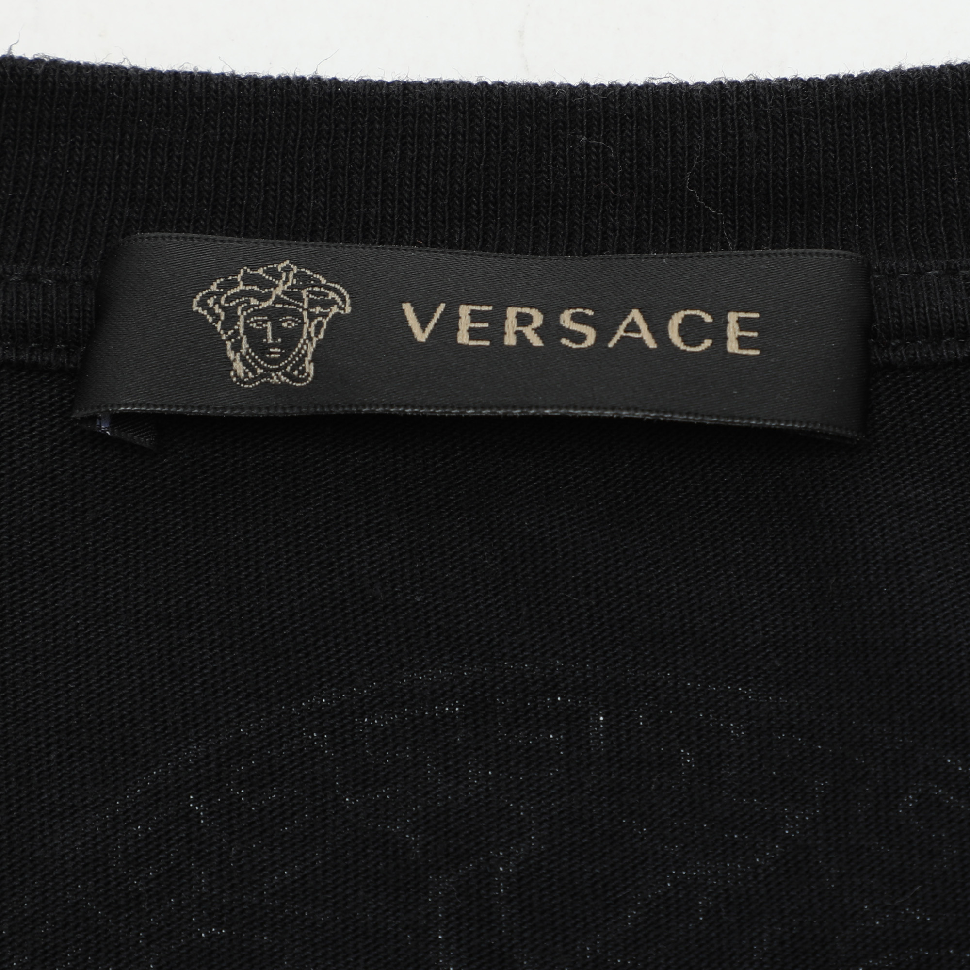 Versace Black Cotton Logo Printed T-Shirt M