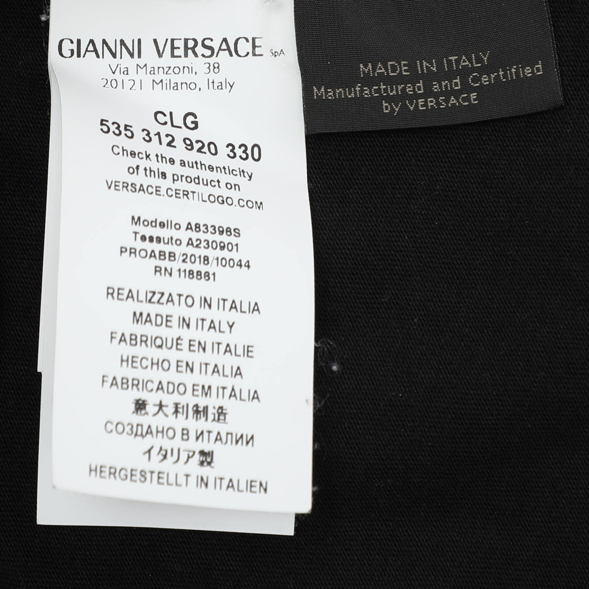 Versace Black Cotton Logo Printed T-Shirt M