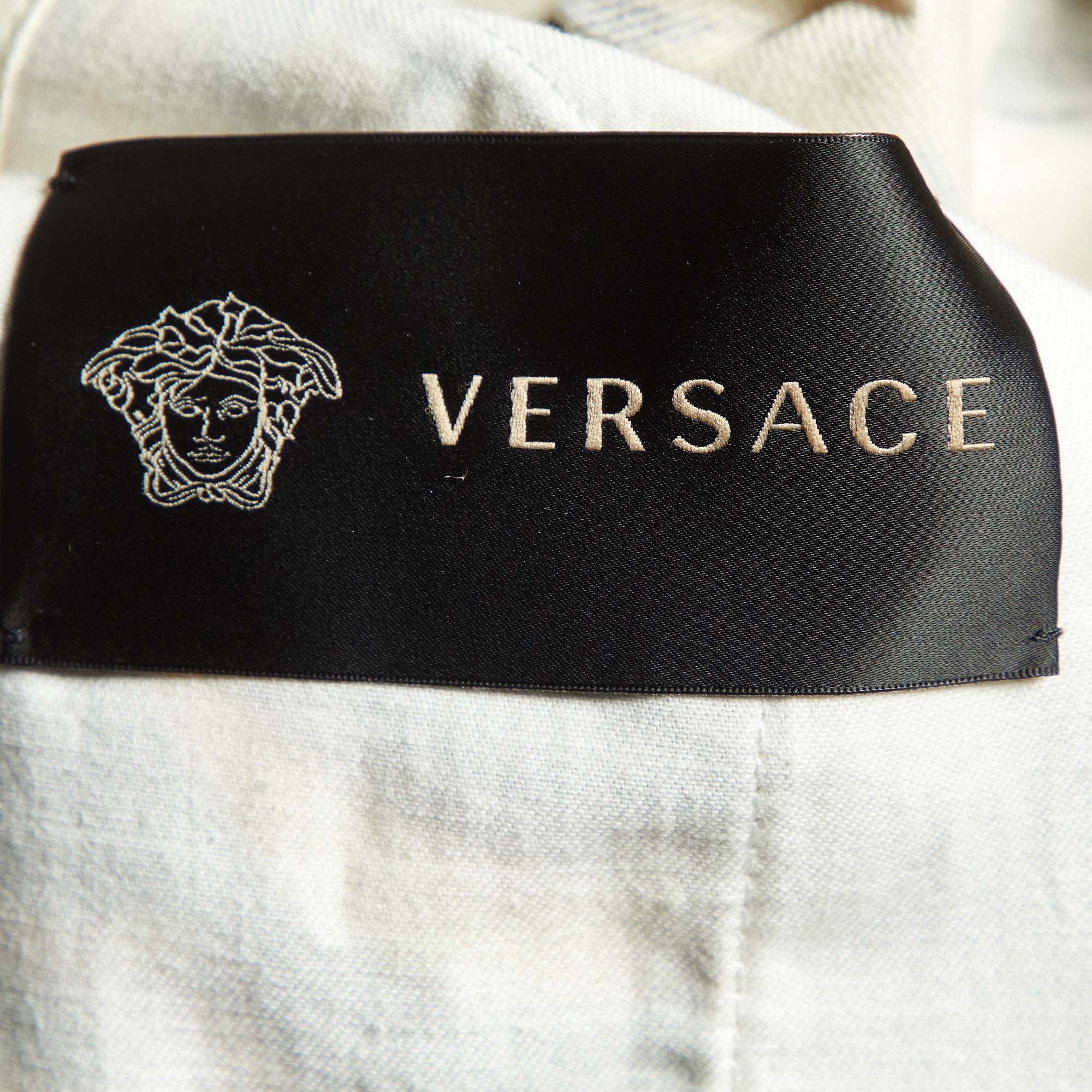 Versace Black Baroque Print Denim Jacket L