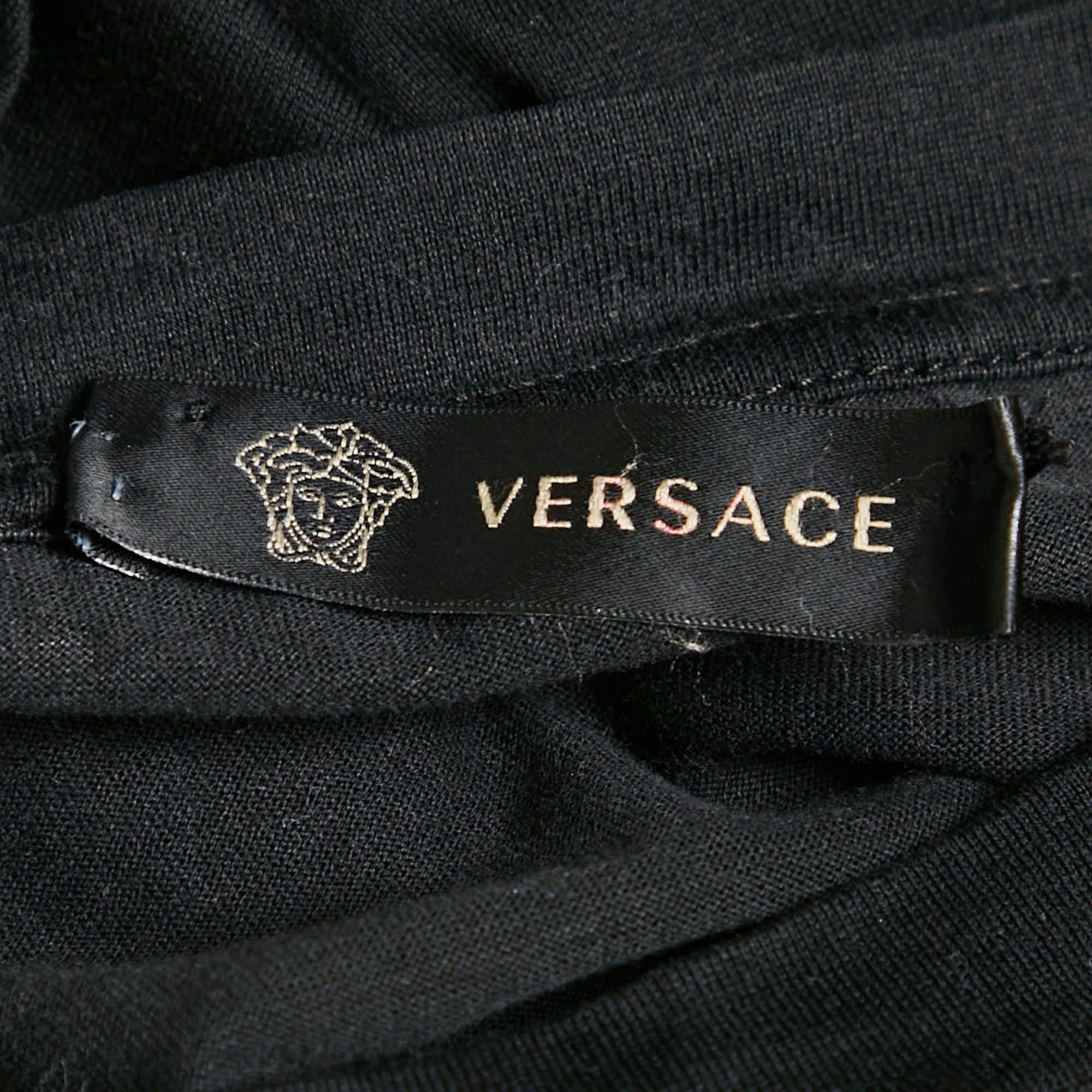 Versace Black  Medusa Embroidered Jersey T-Shirt S