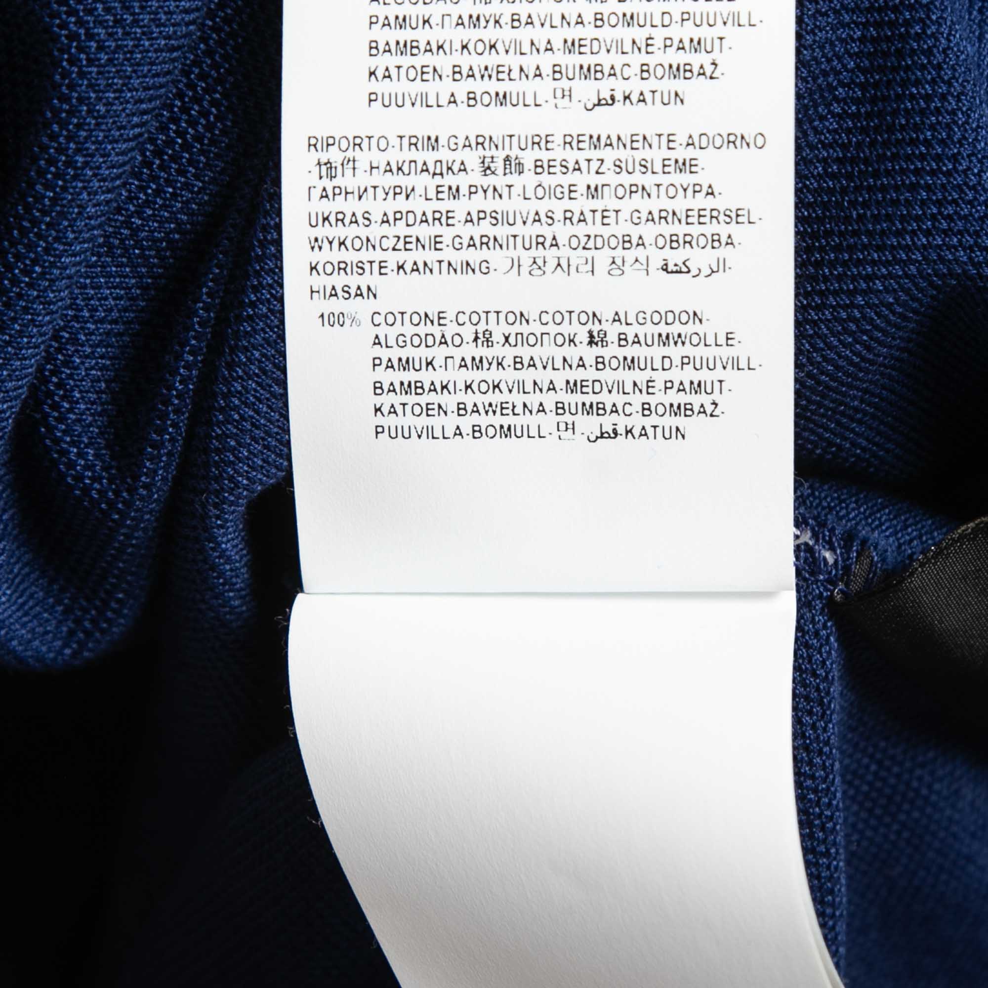 Versace Navy Blue Cotton Knit Zip Front Polo T-Shirt 3XL