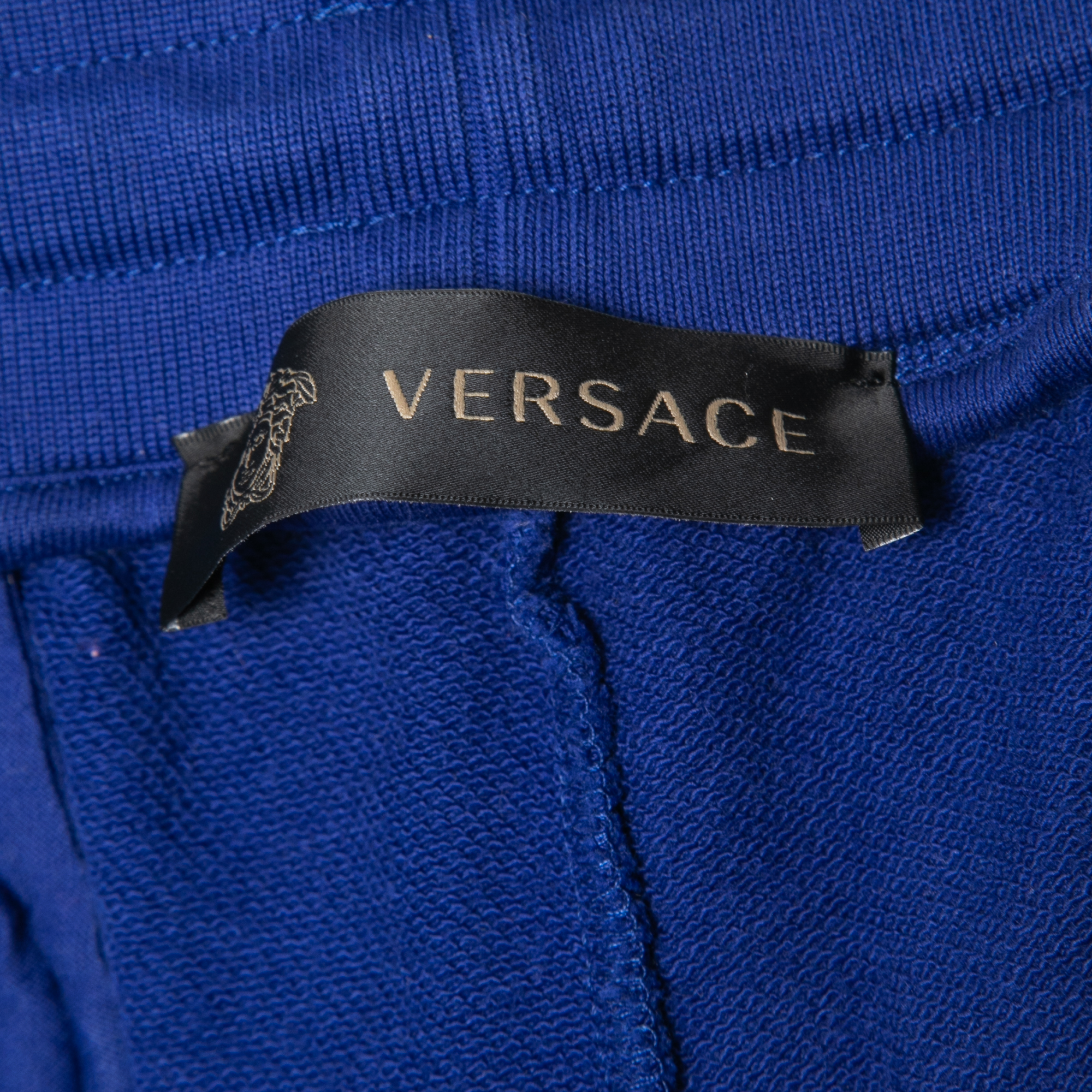 Versace Blue Logo Embroidered Cotton Joggers 2XL