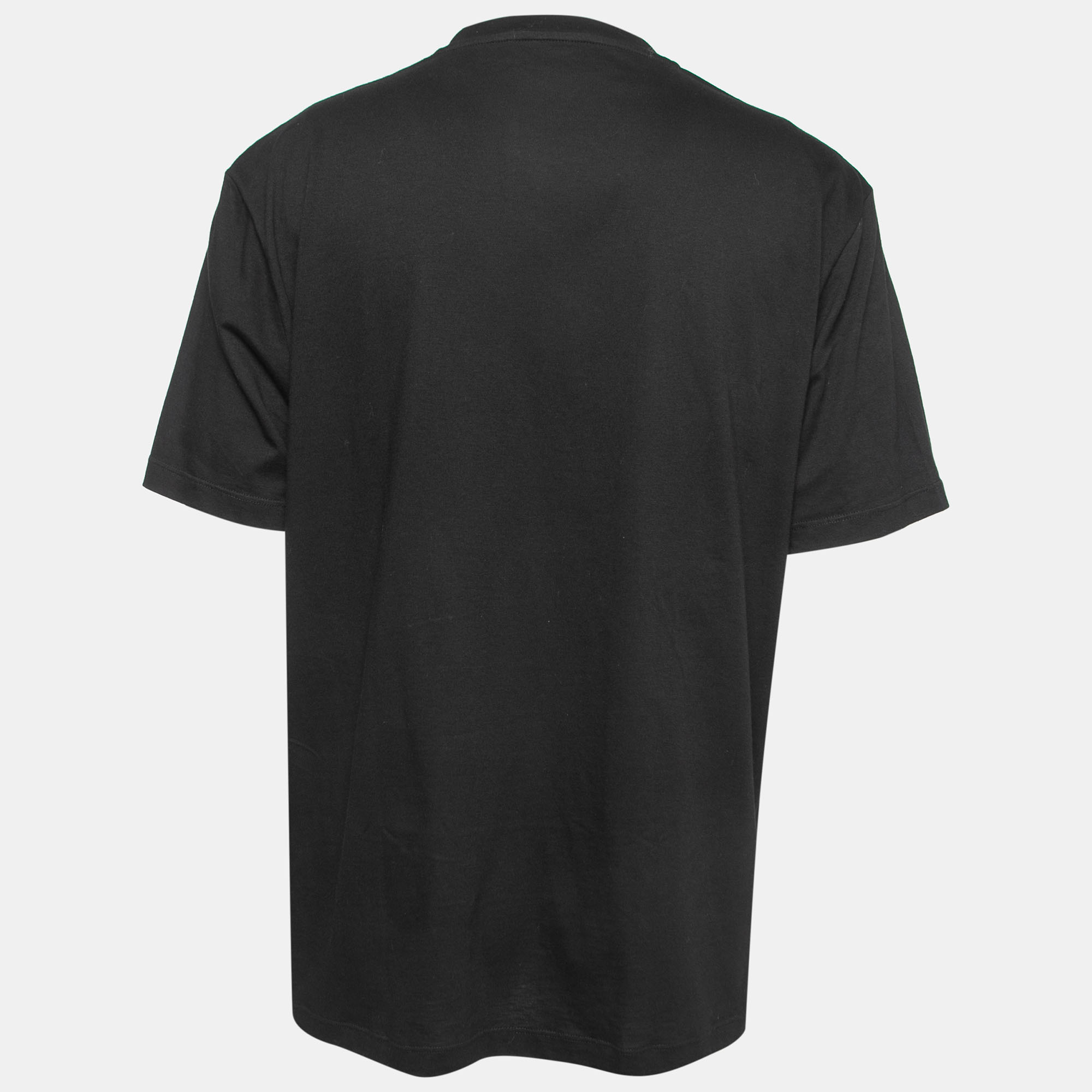 

Versace Black La Greca Print Cotton Crewneck T-Shirt 2XL