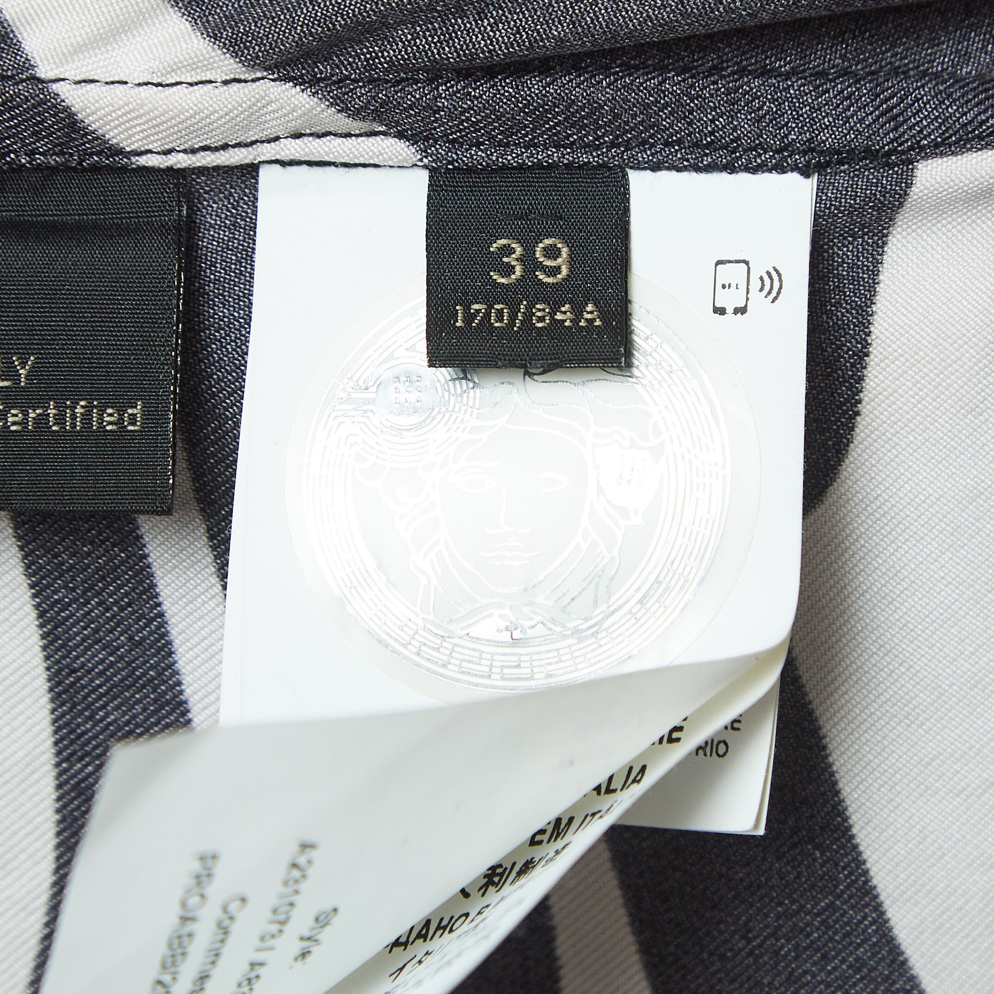 Versace Black Zebra/Giraffe Print Silk Button Front Full Sleeve Shirt M
