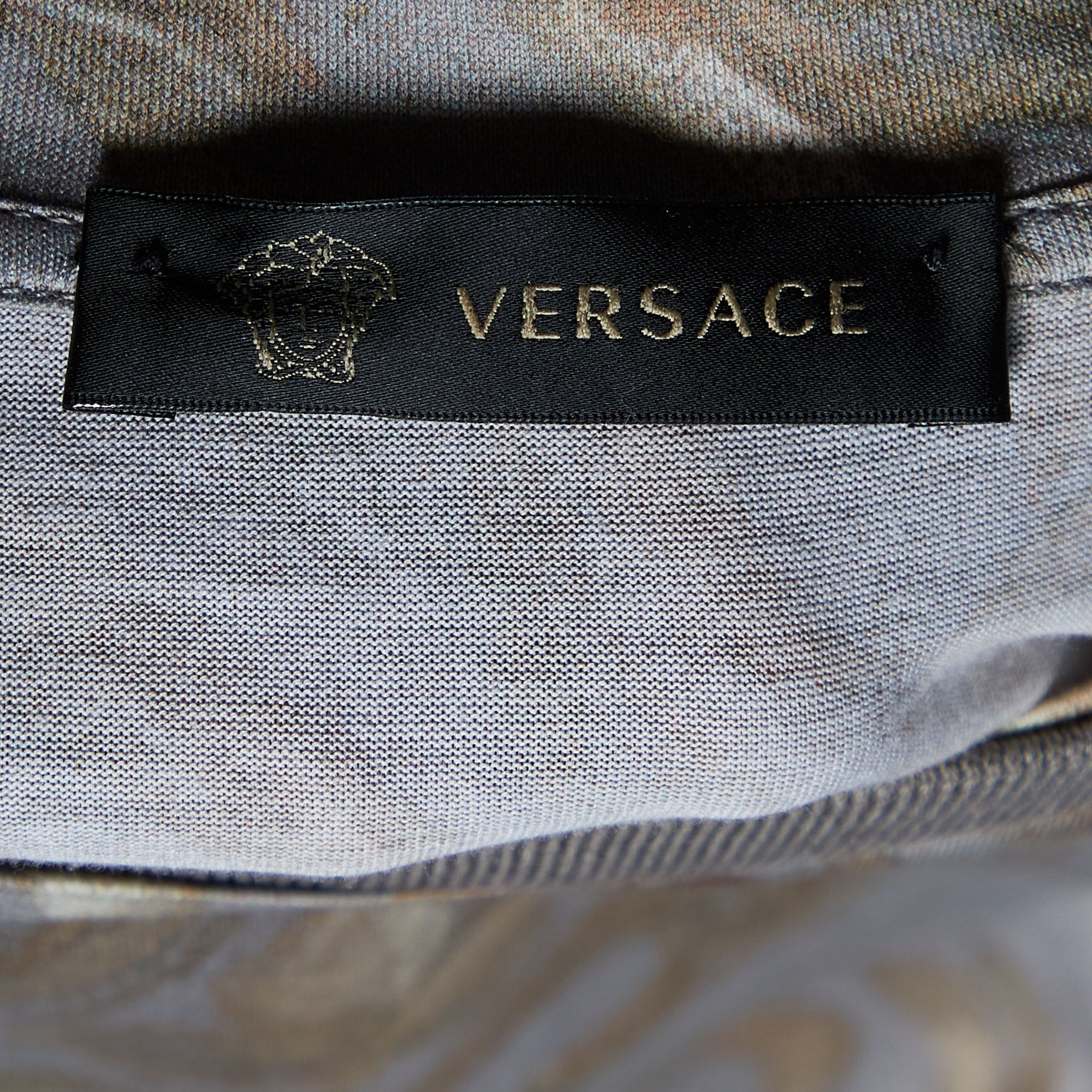 Versace Grey All-over Print Cotton Half Sleeve T-Shirt XL