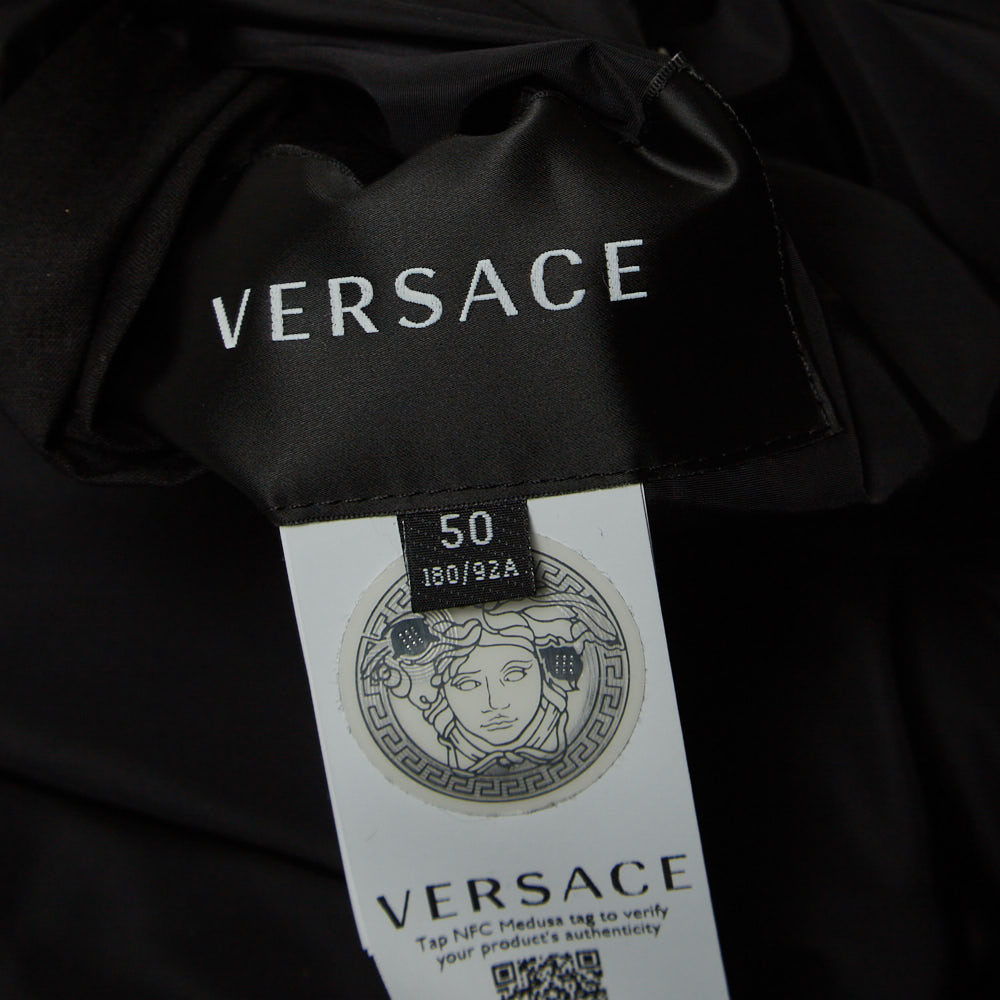 Versace Black/Yellow Baroque Print Nylon Reversible Puffer Jacket L