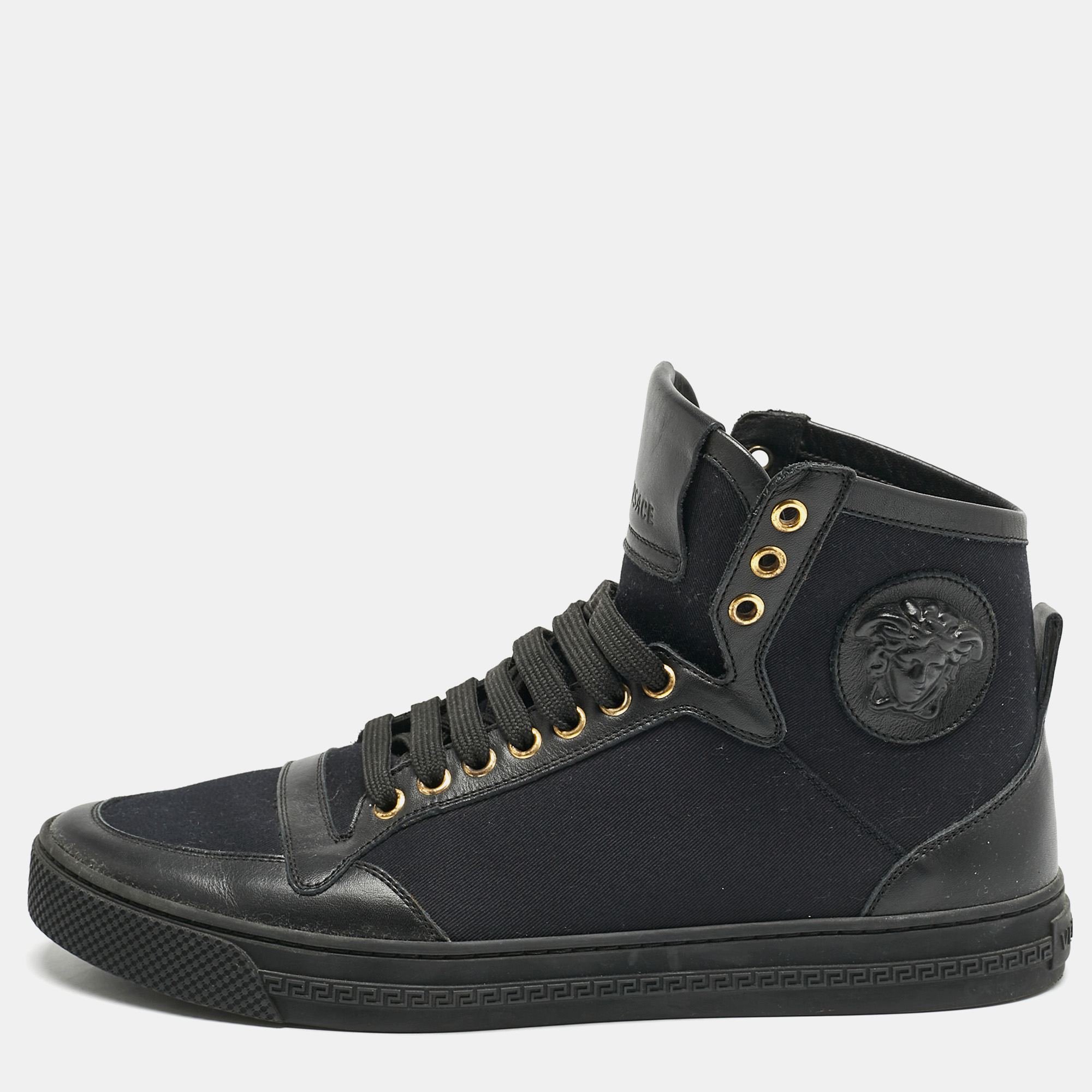 Versace Black Canvas and Leather Medusa High Top Sneakers Size
Versace Black Canvas and Leather Medusa High Top Sneakers Size