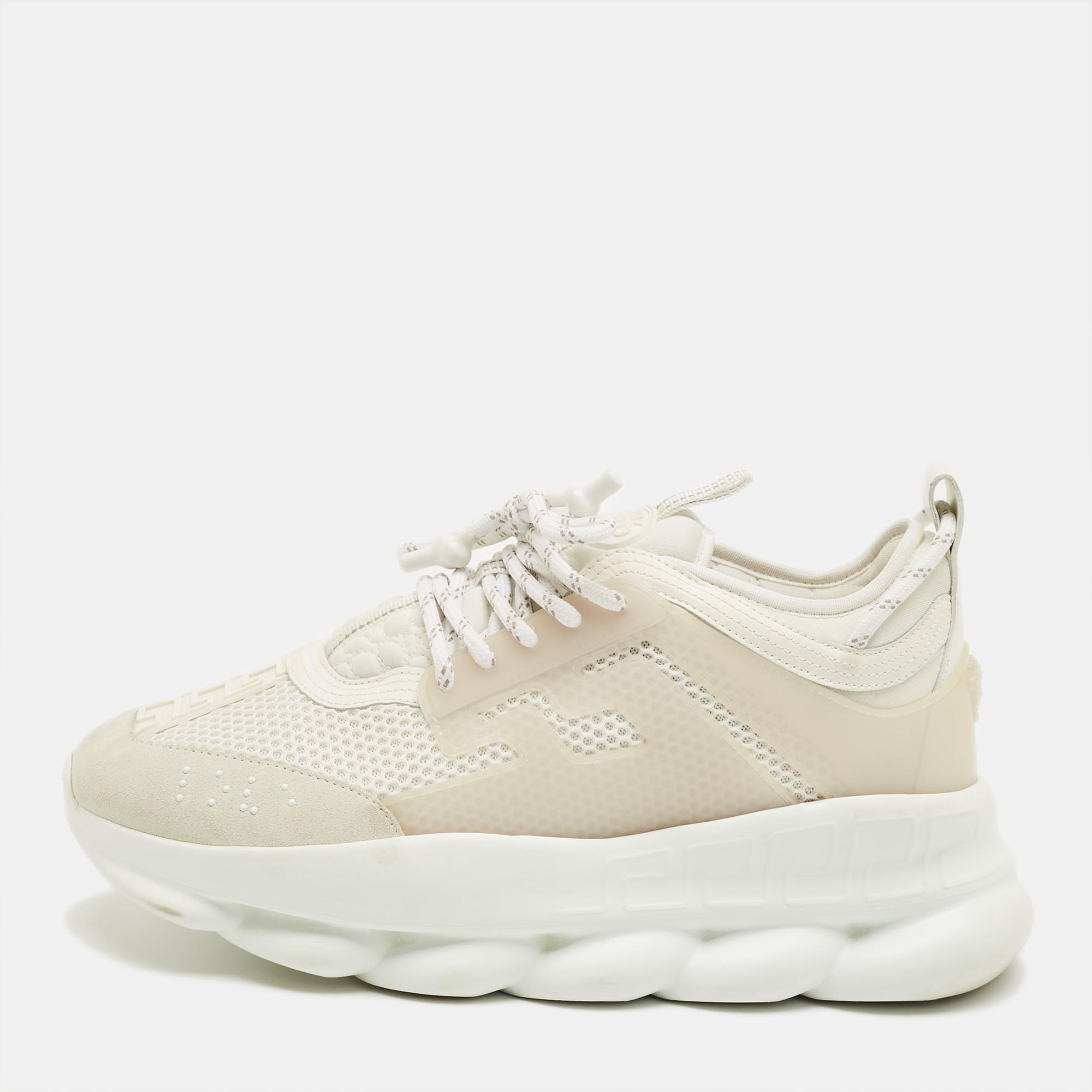 Versace White Mesh and PVC Chain Reaction Lace Up Sneakers Size
Versace White Mesh and PVC Chain Reaction Lace Up Sneakers Size