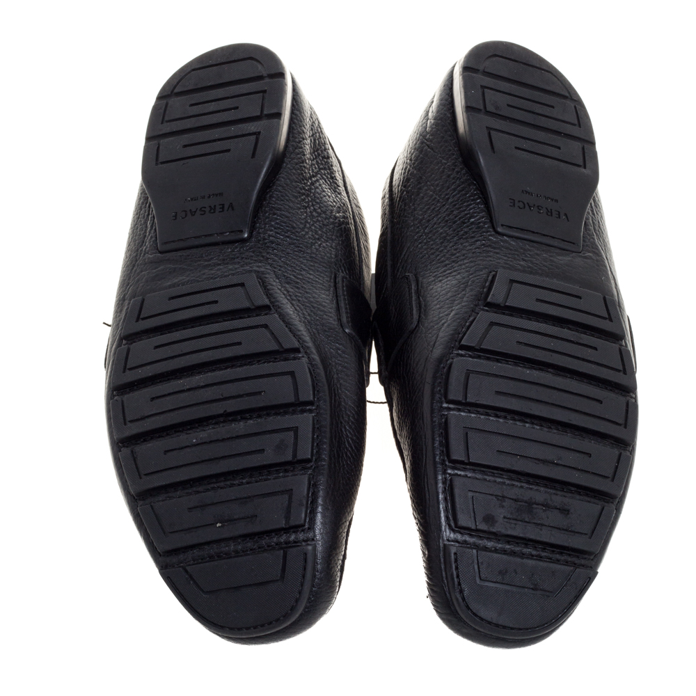 Versace Black Leather Medusa Loafers Size 44