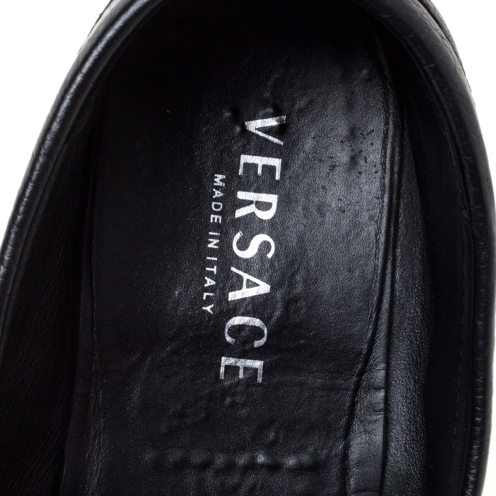 Versace Black Leather Medusa Loafers Size 44