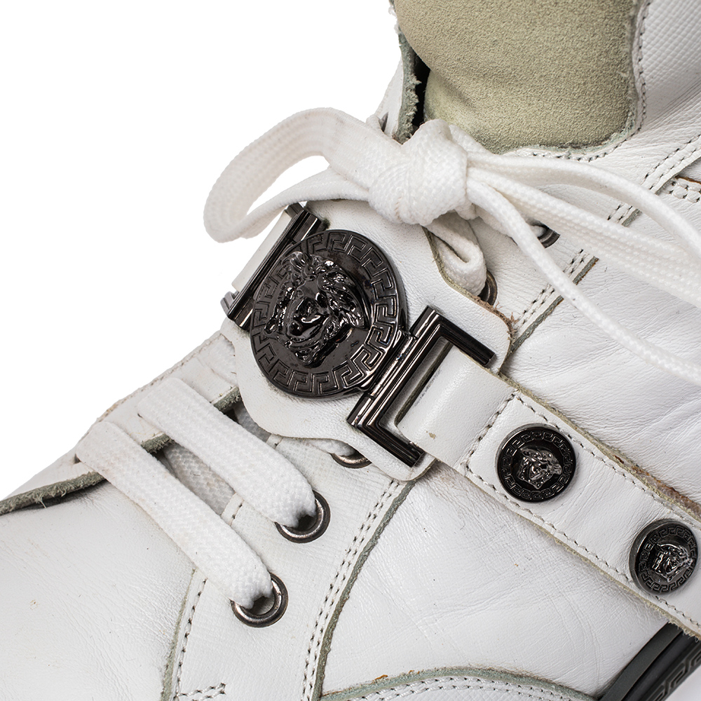 Versace White Leather Medusa High Top Sneakers Size 45