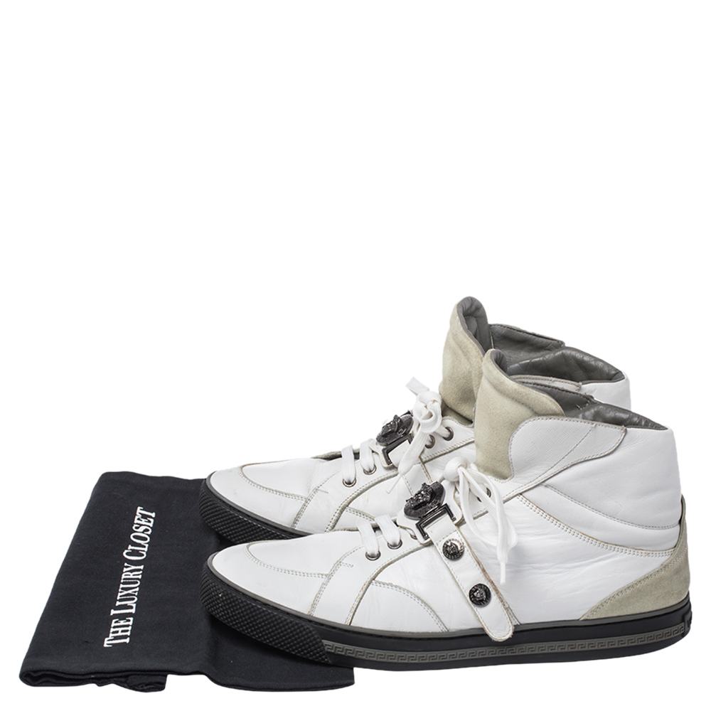 Versace White Leather Medusa High Top Sneakers Size 45