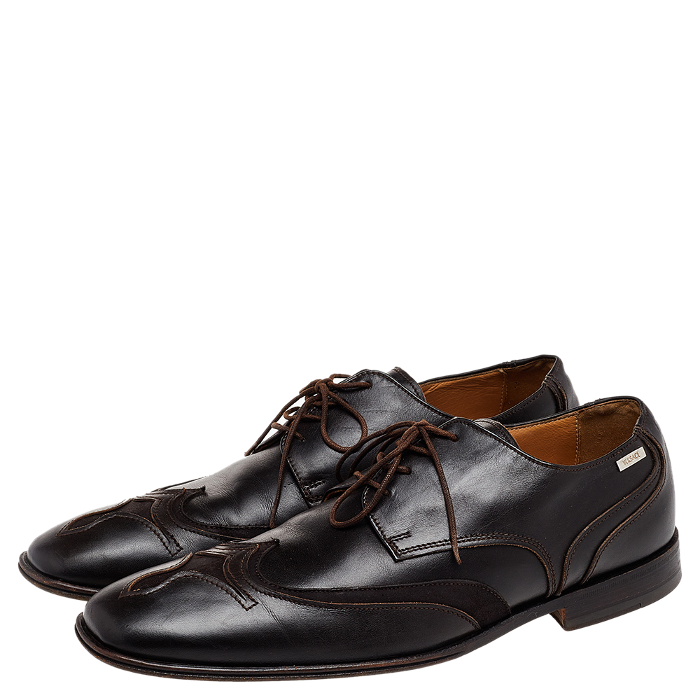 Versace Brown Leather Lace Up Derby Size 41