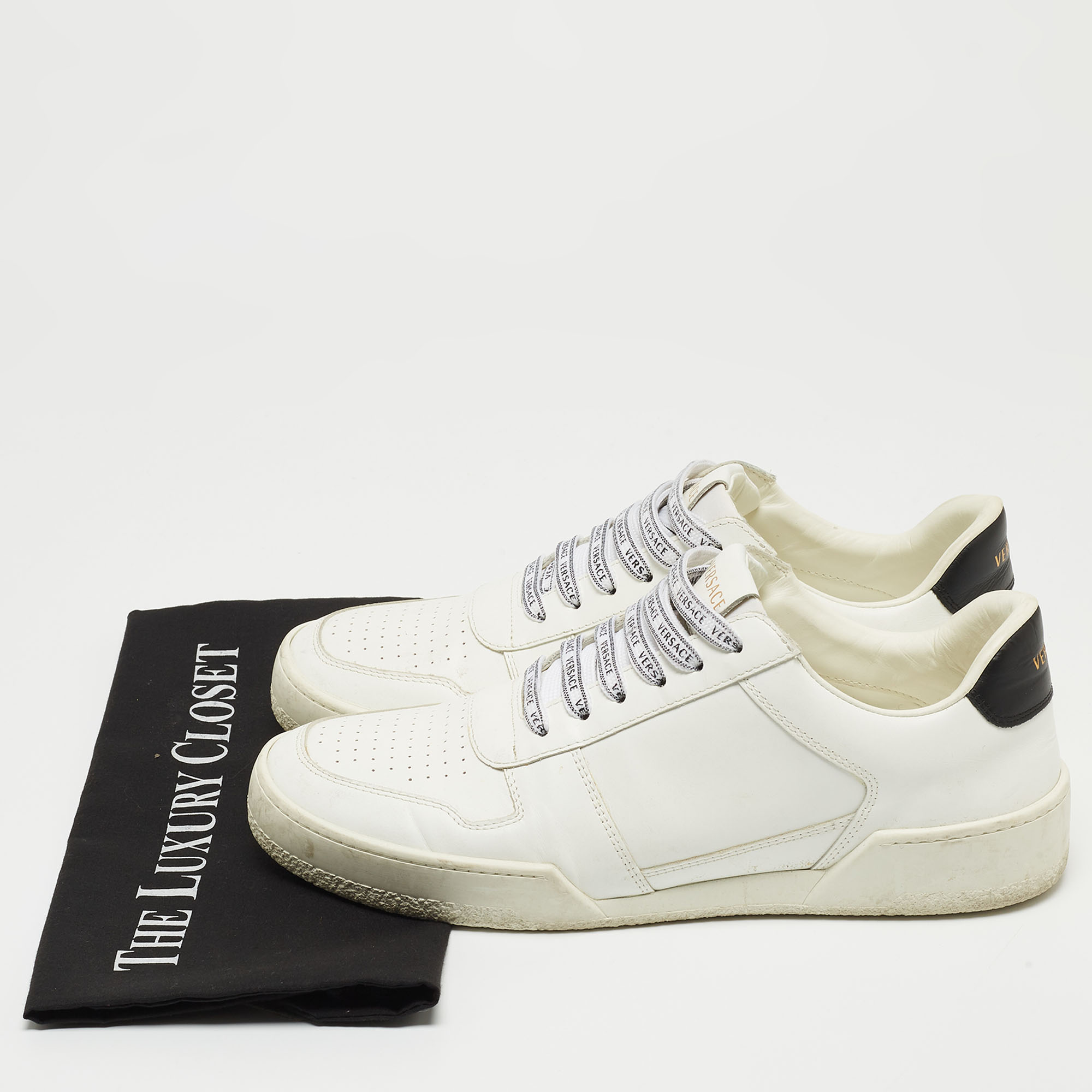 Versace White Leather Ilus Sneakers Size 42
