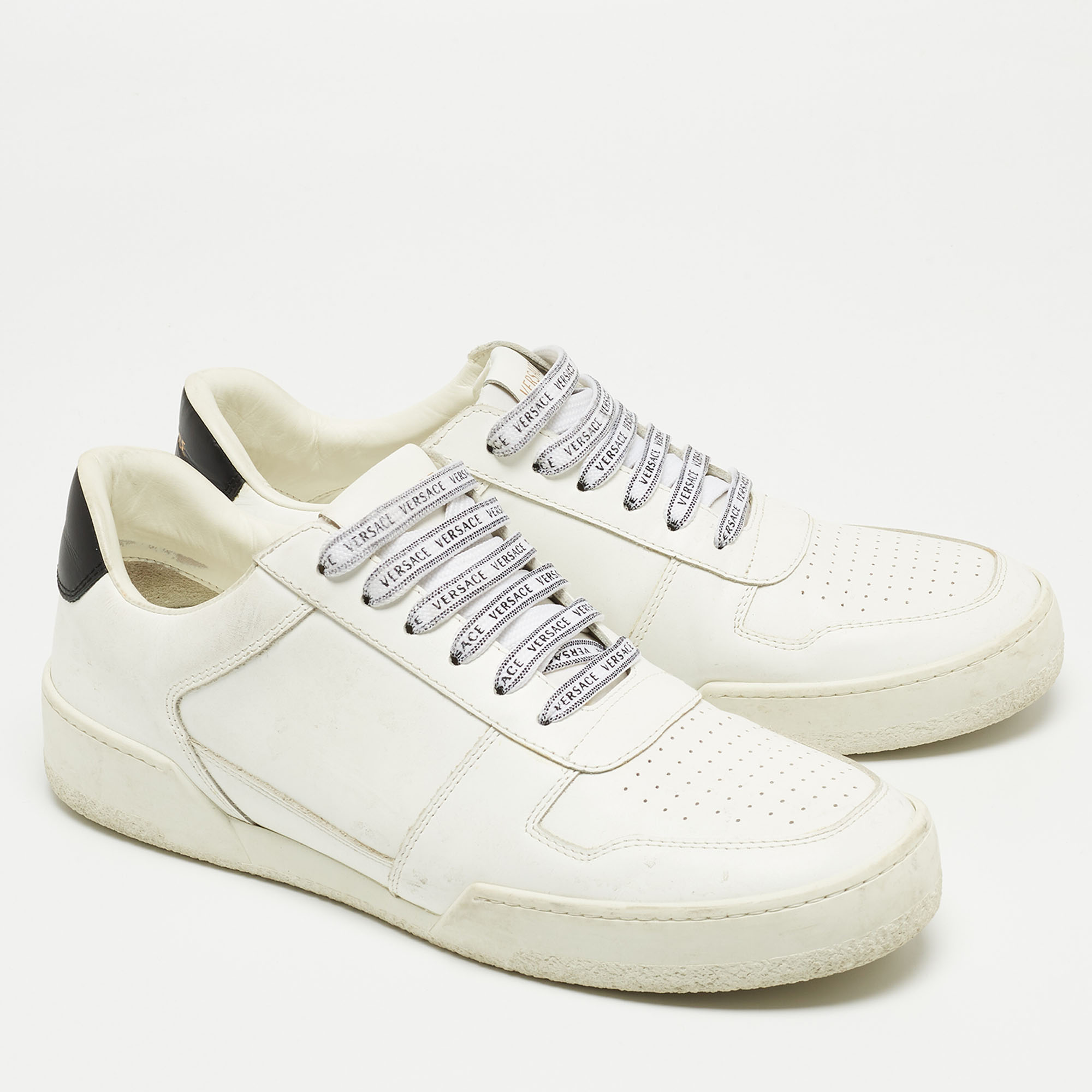 Versace White Leather Ilus Sneakers Size 42