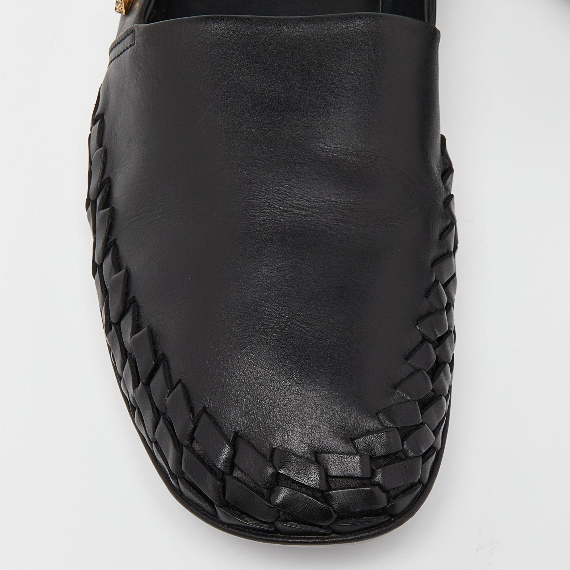 Versace Black Leather Medusa Slip On Loafers Size 42