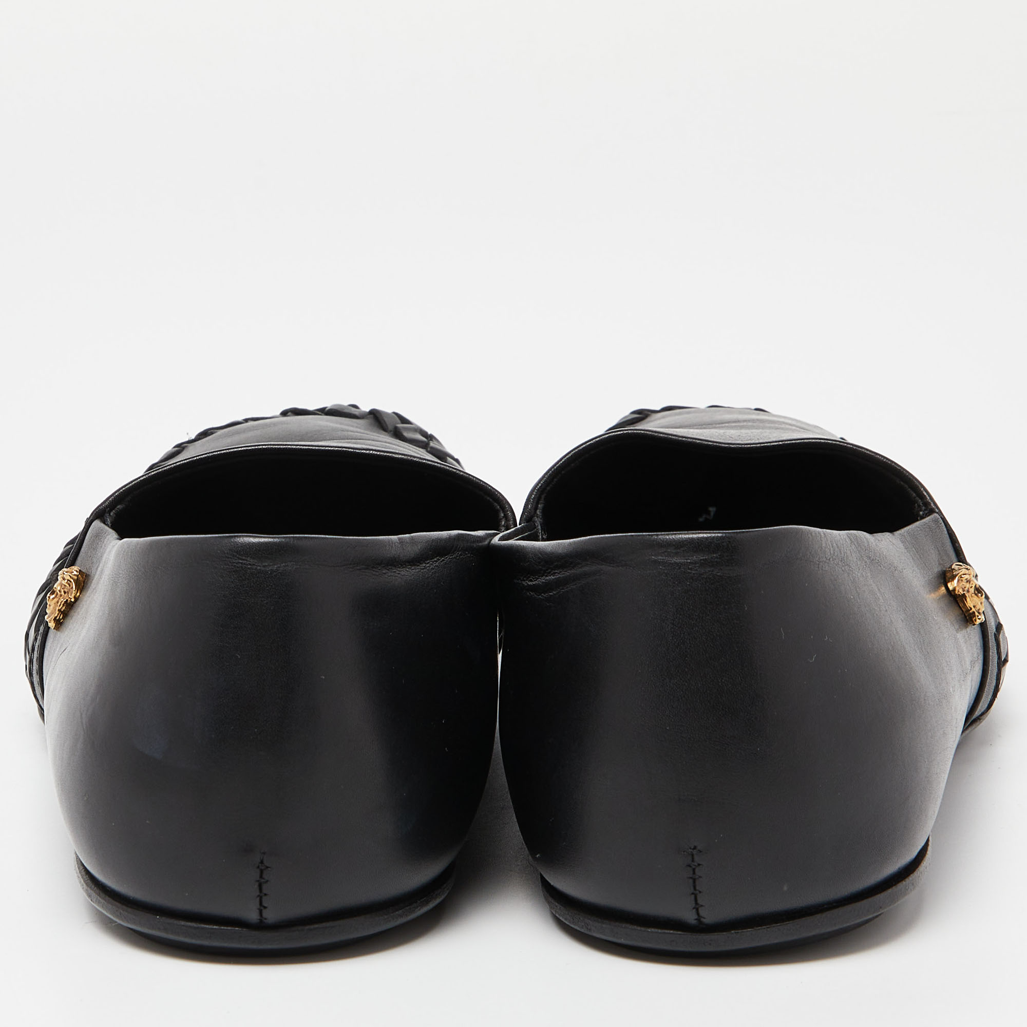 Versace Black Leather Medusa Slip On Loafers Size 42
