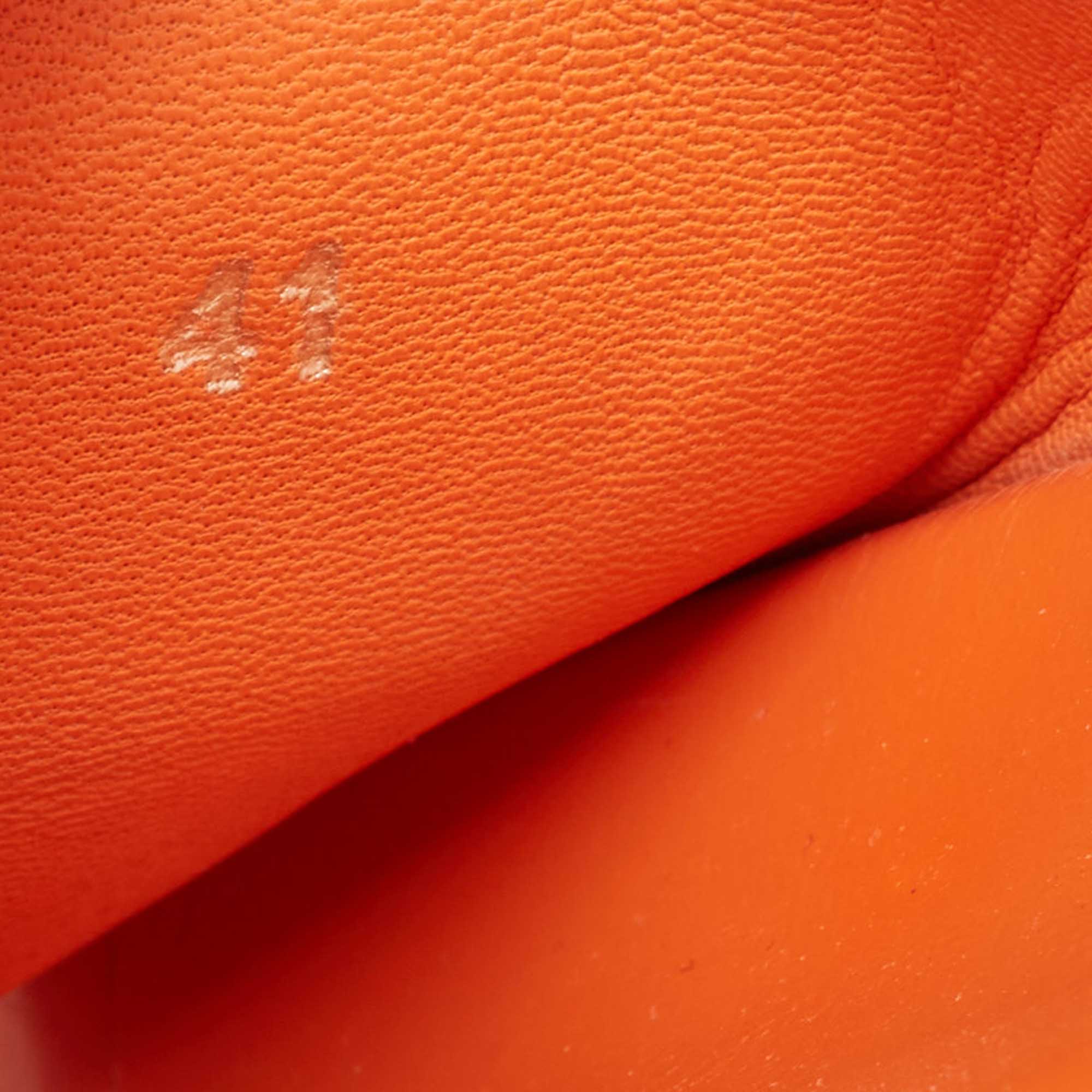 Versace Orange Patent Leather Medusa Flat Slides Size 41