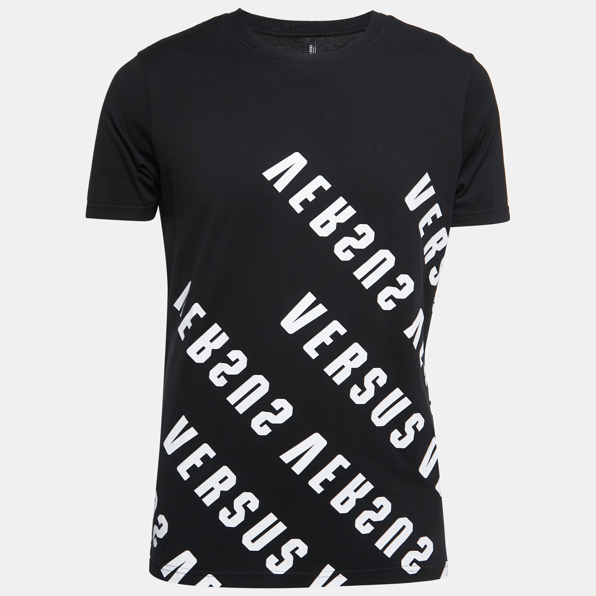 

Versus Versace Black Logo Print Cotton Crew Neck T-Shirt