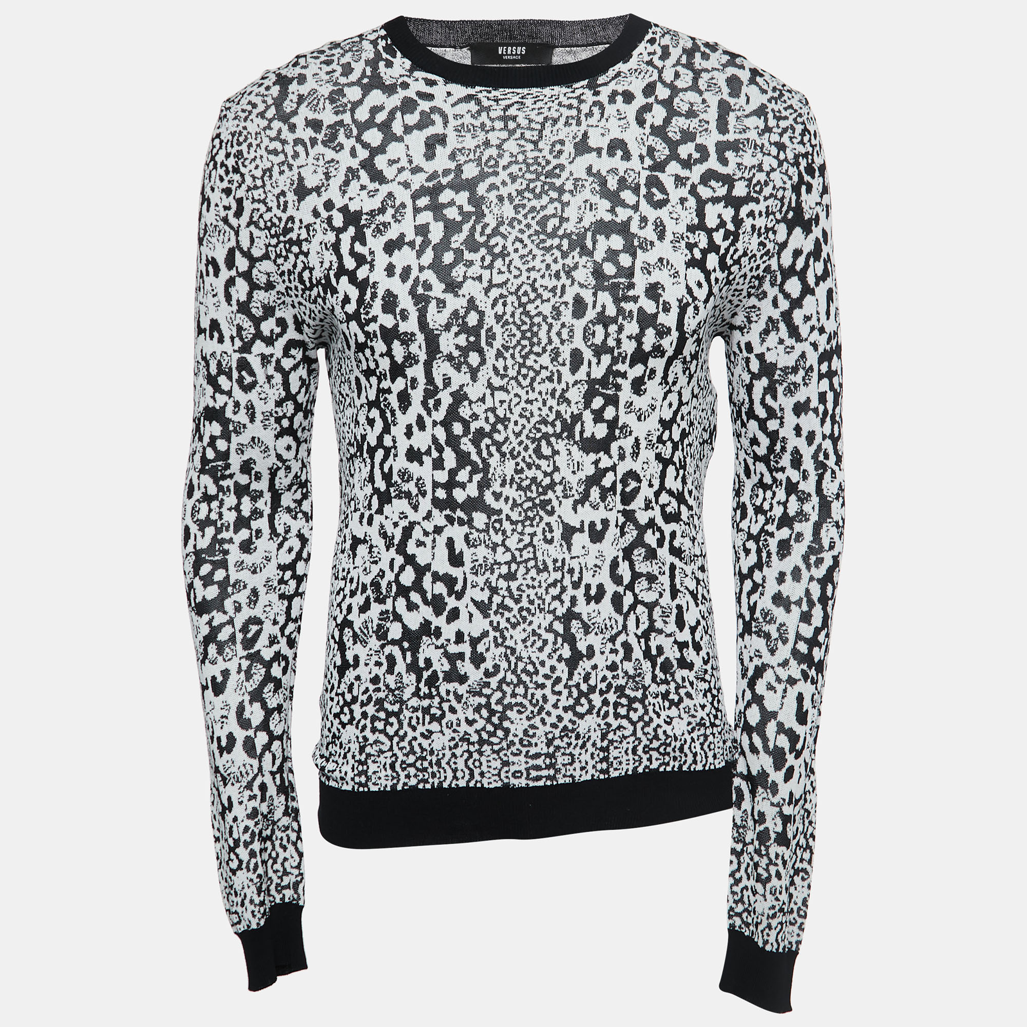 Versus Versace Black/White Patterned Knit Pullover M