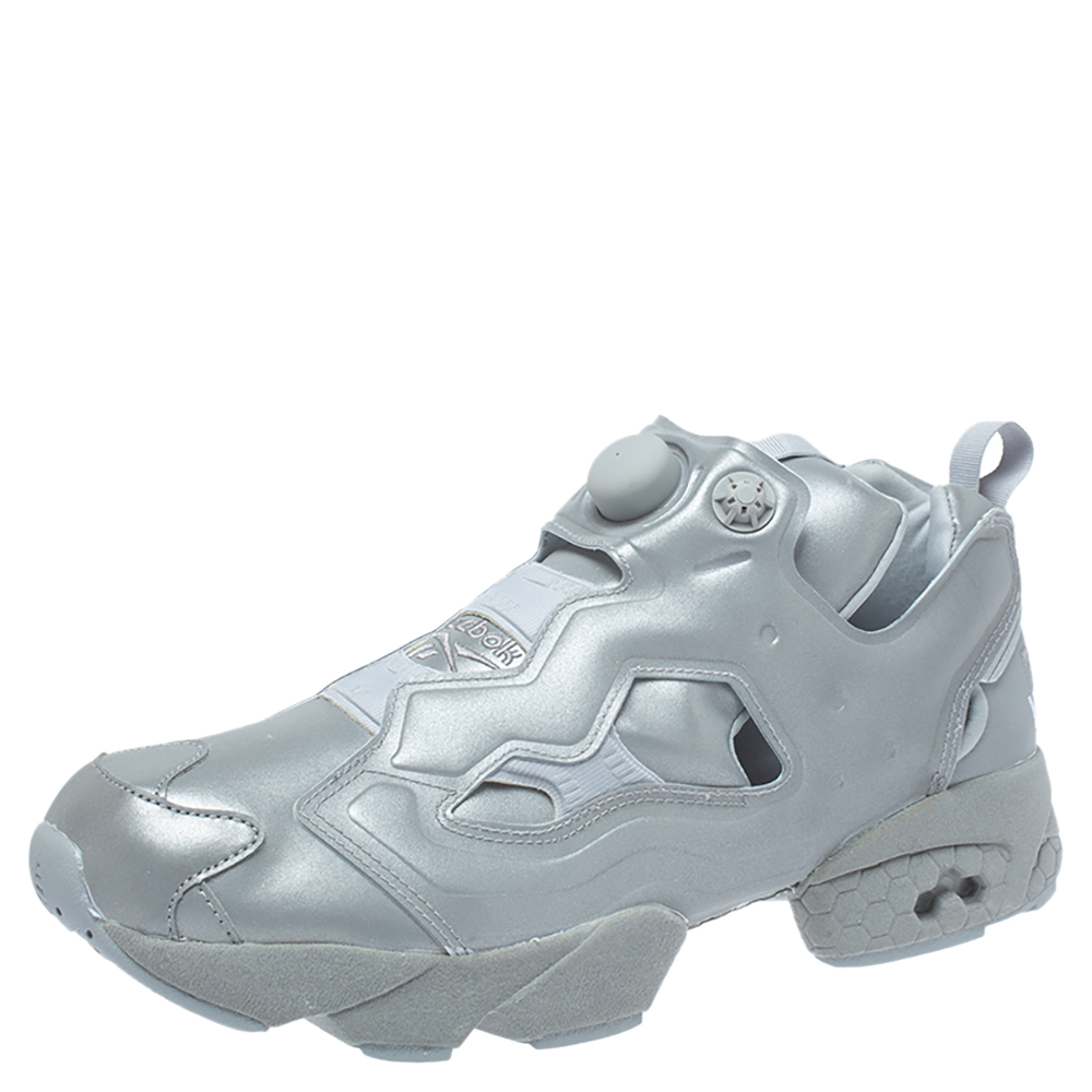 Image of Vetemens + Reebok Grey Reflective Fabric Instapump Fury M Sneakers Size