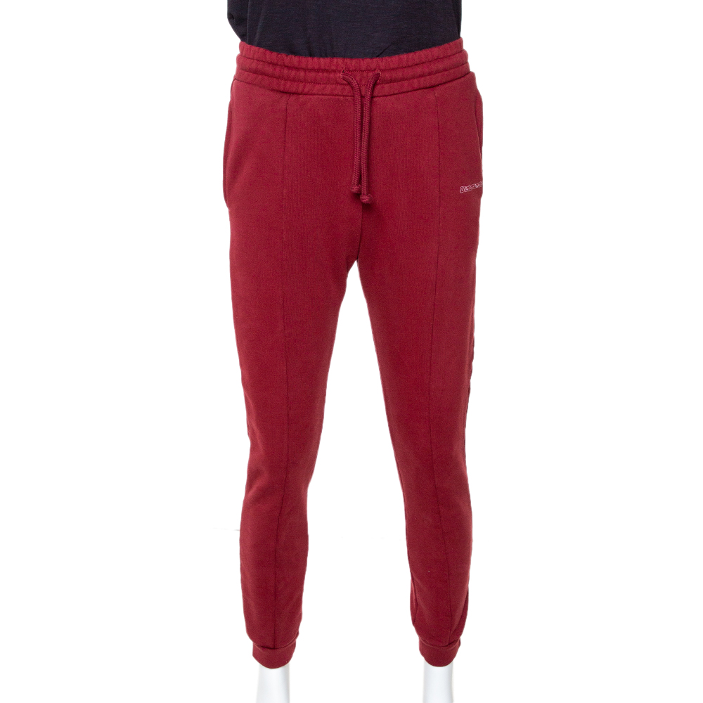 Vetements brick red cotton embroidered logo detail track pants m