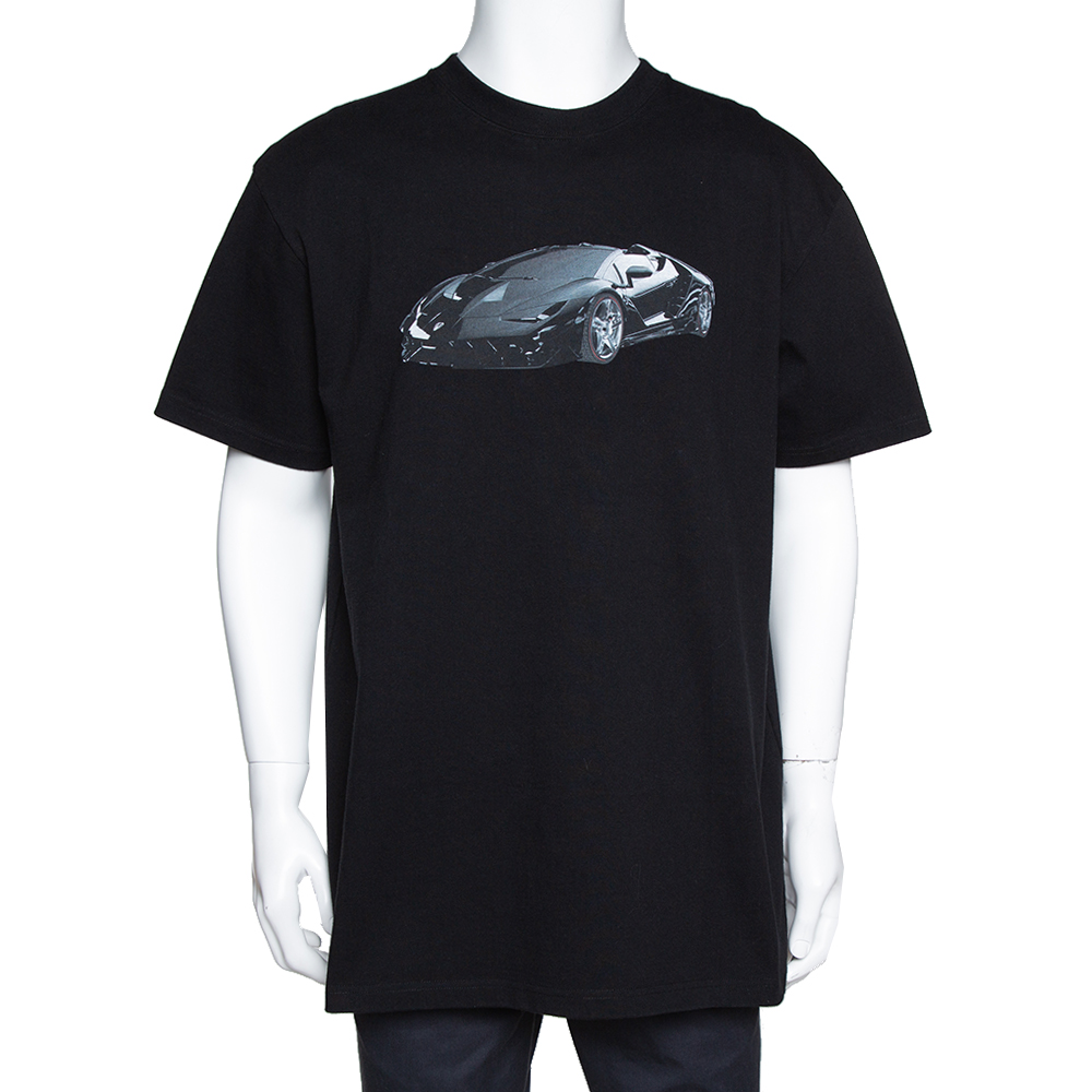 Image of Vetements Black Cotton Car Print Crew Neck Oversized T Shirt S